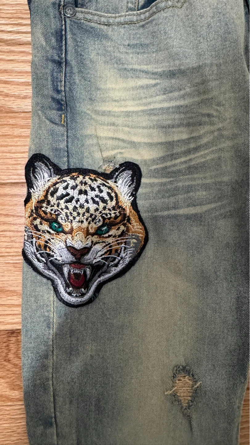 Encrypted Kids Jeans Size 14 Tiger Patch Distressed - photo 2