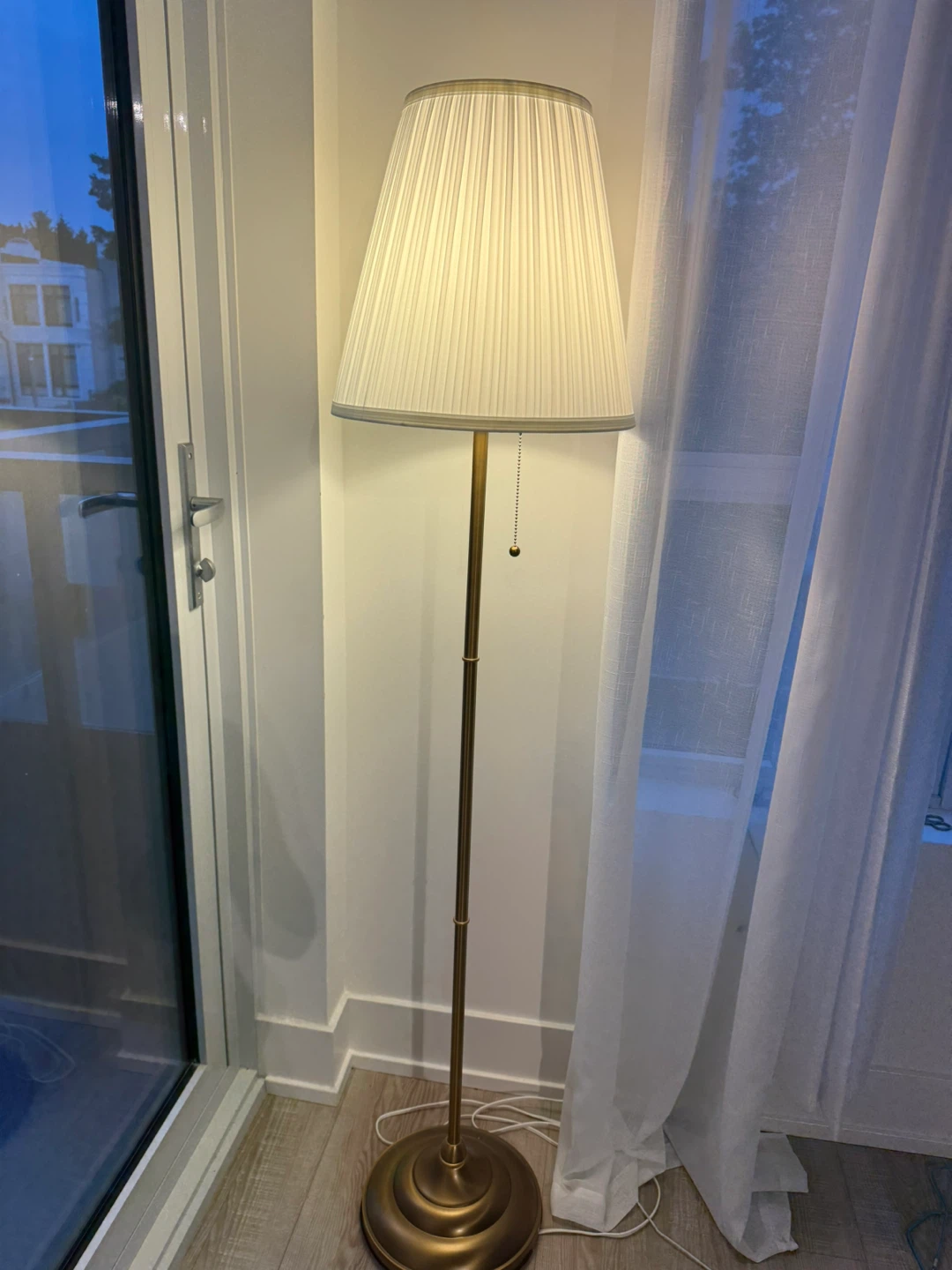 Floor Lamp with White Pleated Shade