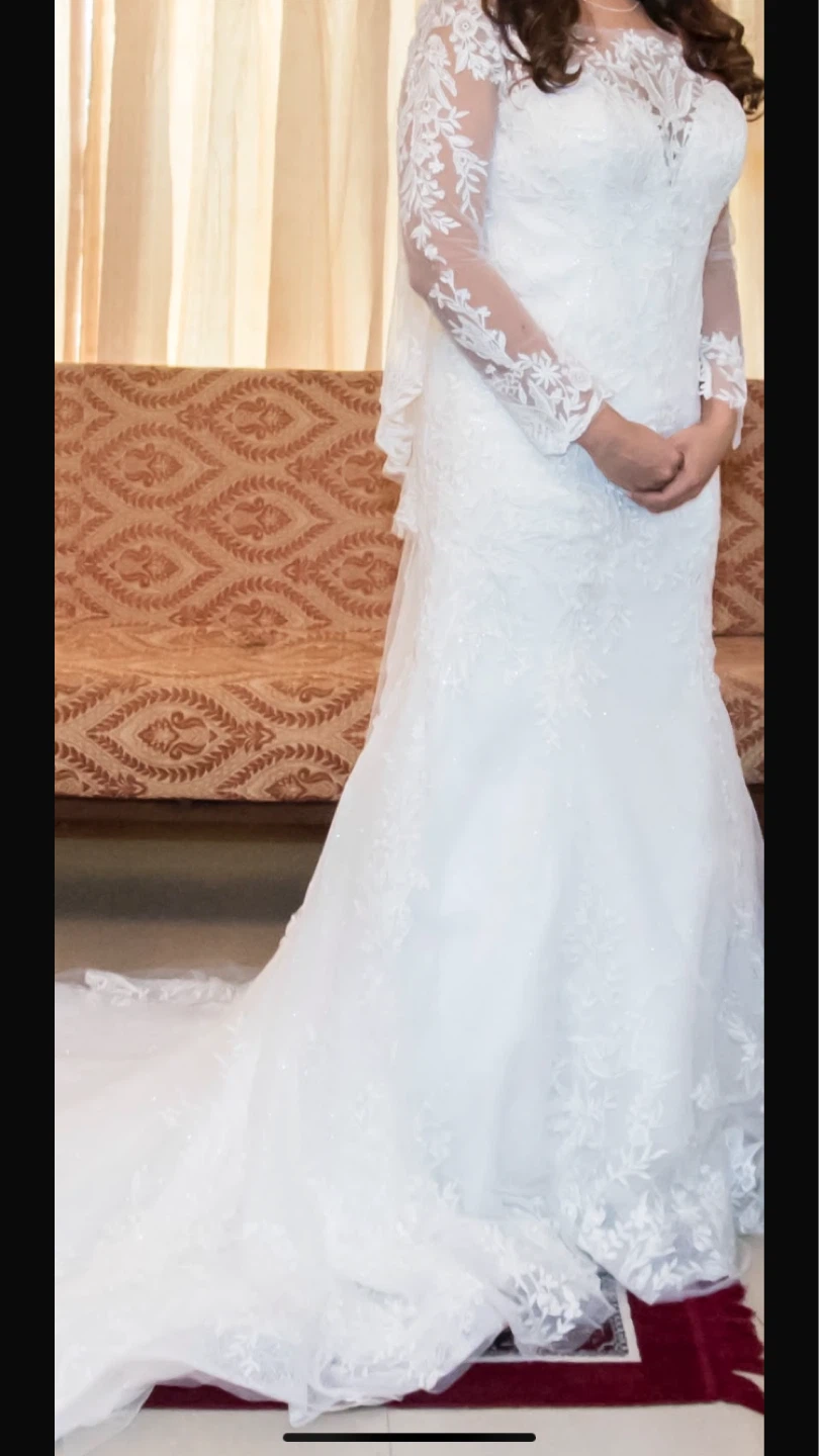 White Lace Wedding Dress with Long Sleeves