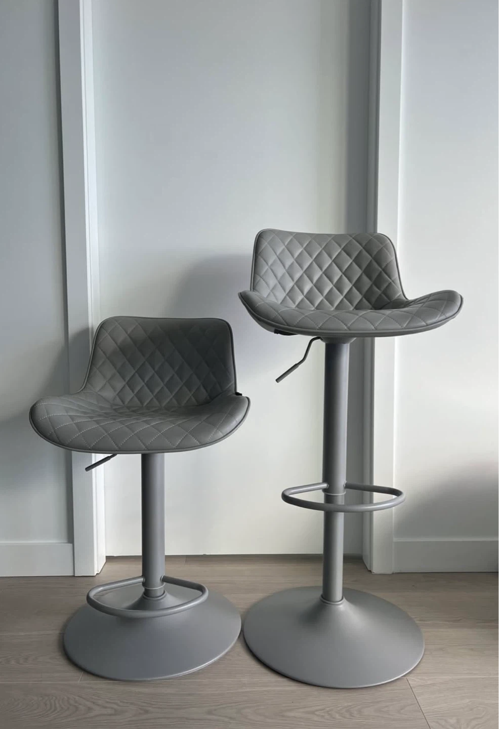 Grey Bar Stools Set of 2 or 4 Counter Height with High Back