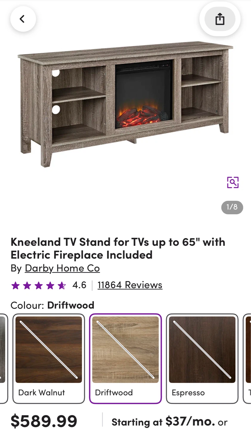 Darby Home Co Kneeland TV Stand with Electric Fireplace - photo 2