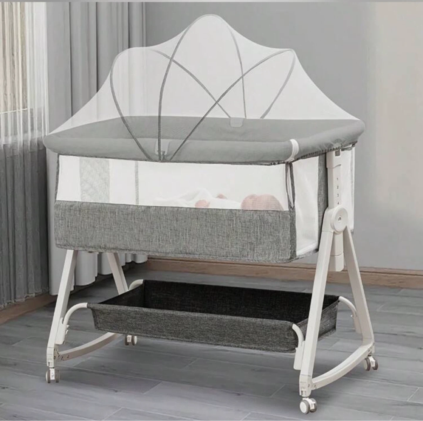 3-in-1 Convertible Baby Crib Bassinet
