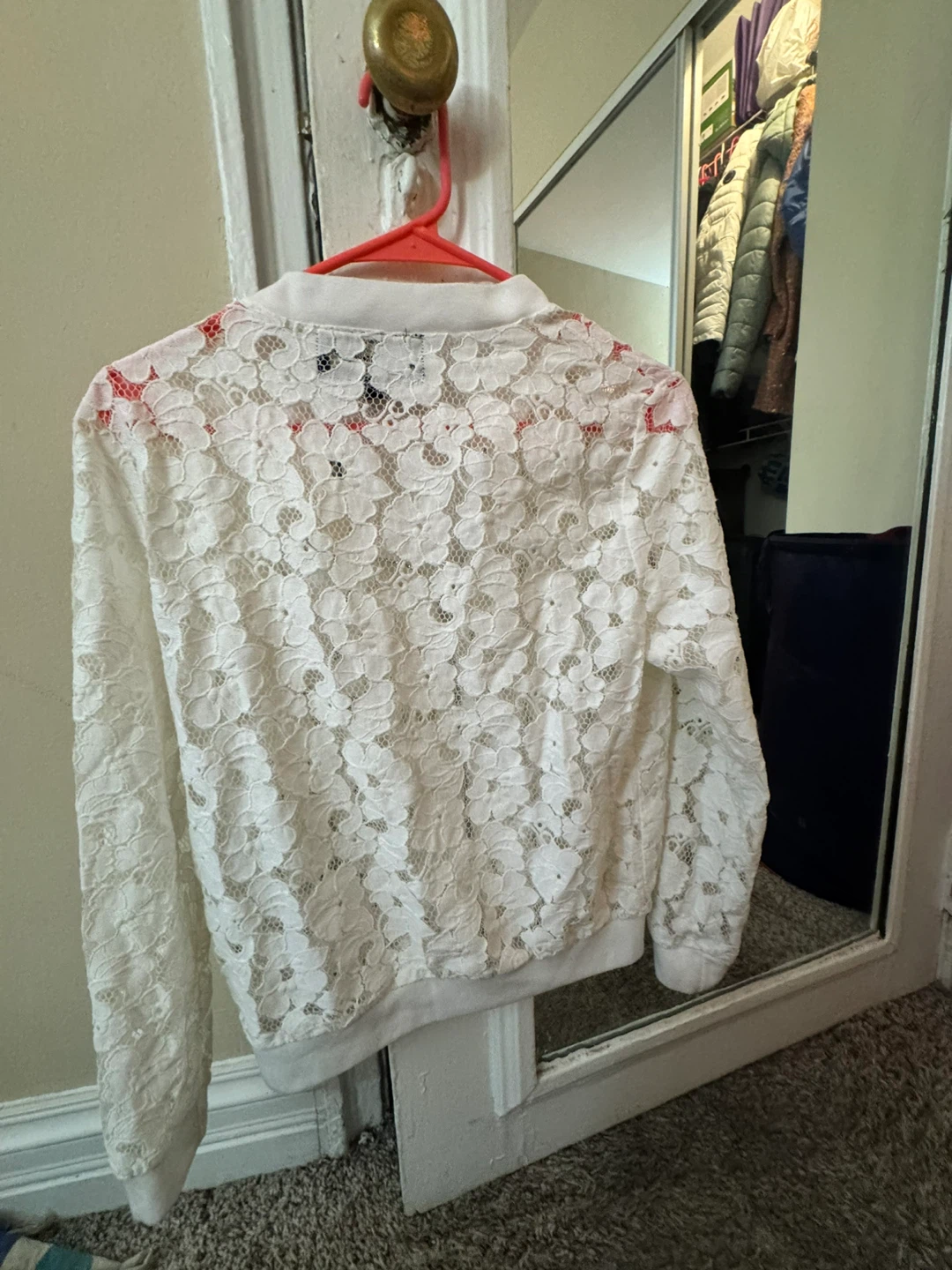 Valleygirl White Lace Bomber Jacket