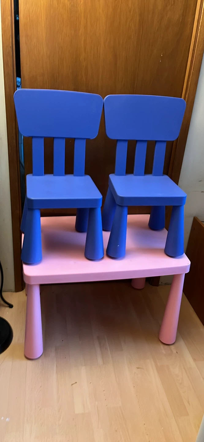 IKEA mammut table and 2 chairs