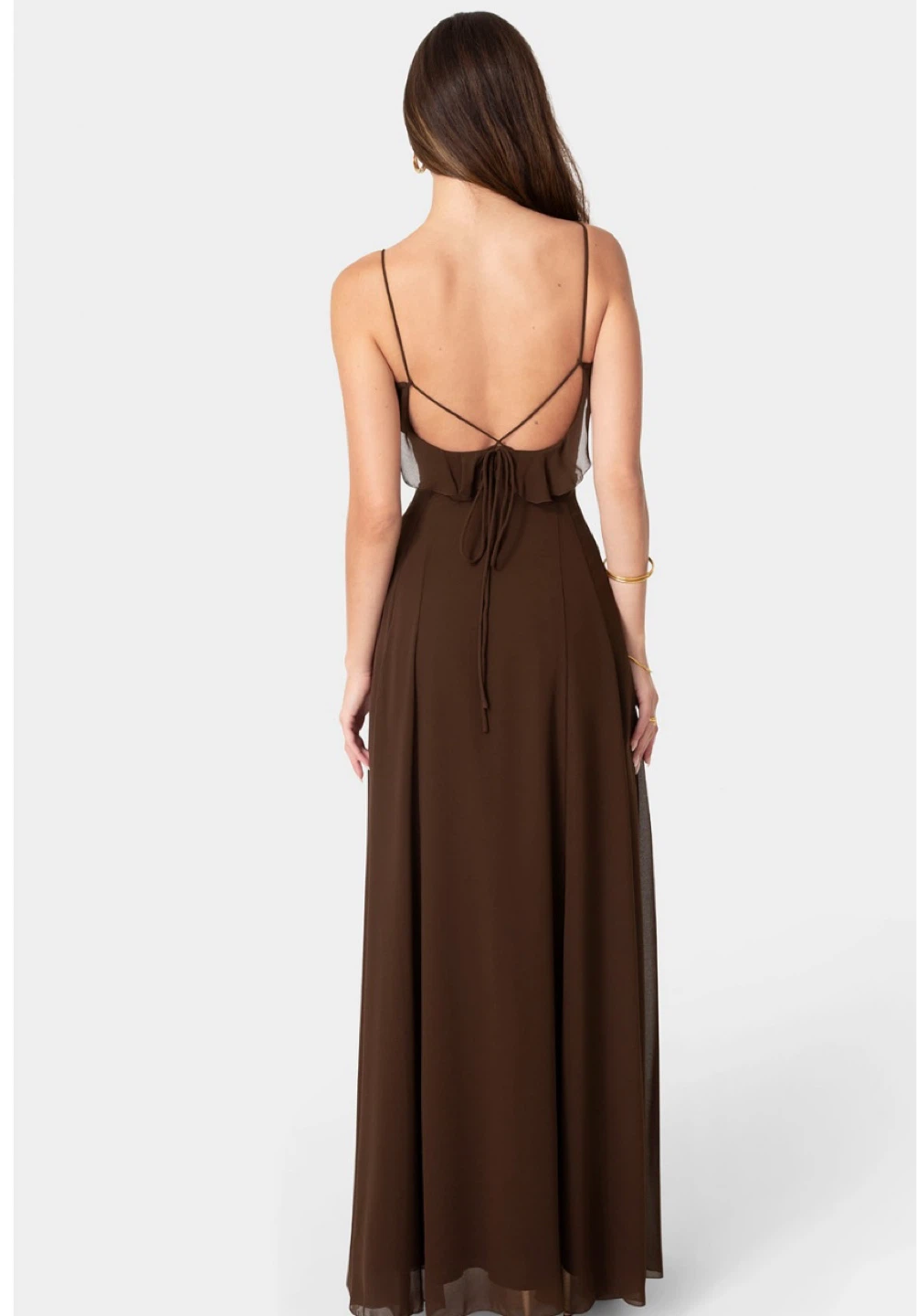 Brown Ruffle Maxi Dress - photo 3