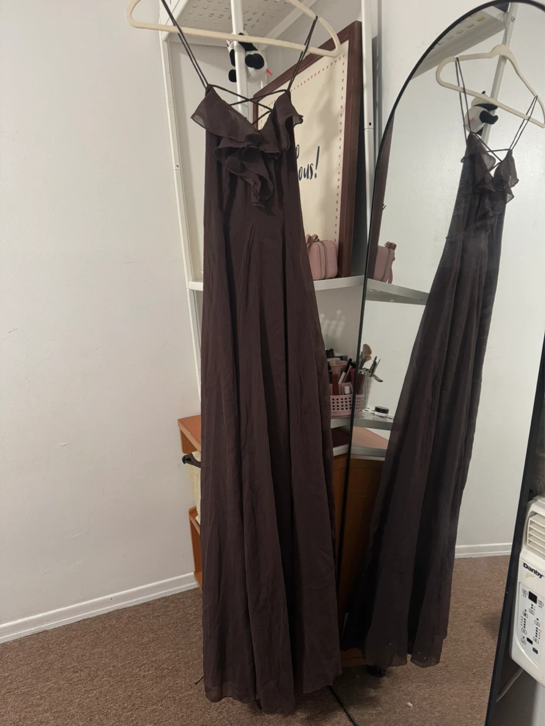 Brown Ruffle Maxi Dress