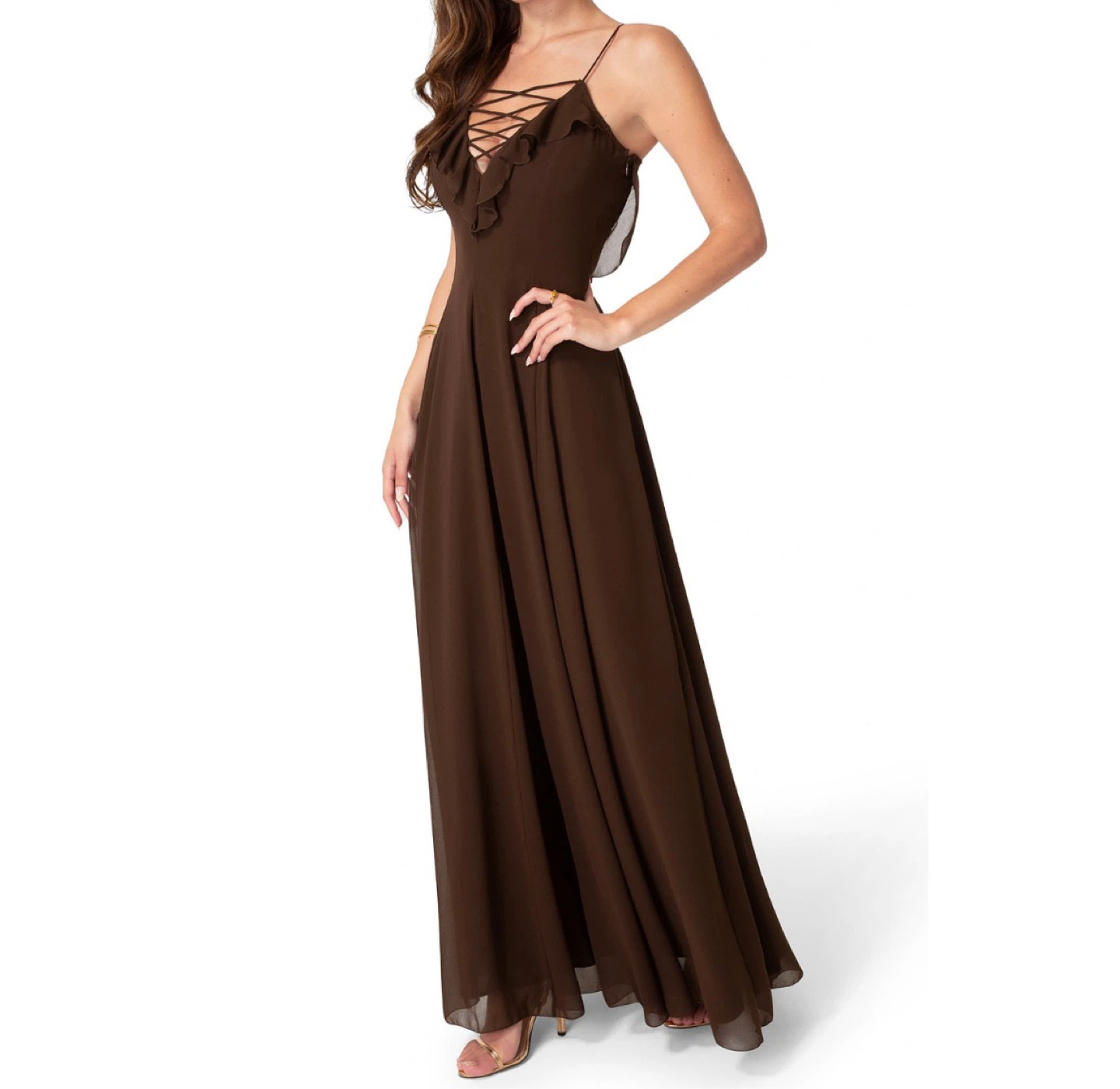 Brown Ruffle Maxi Dress - photo 2