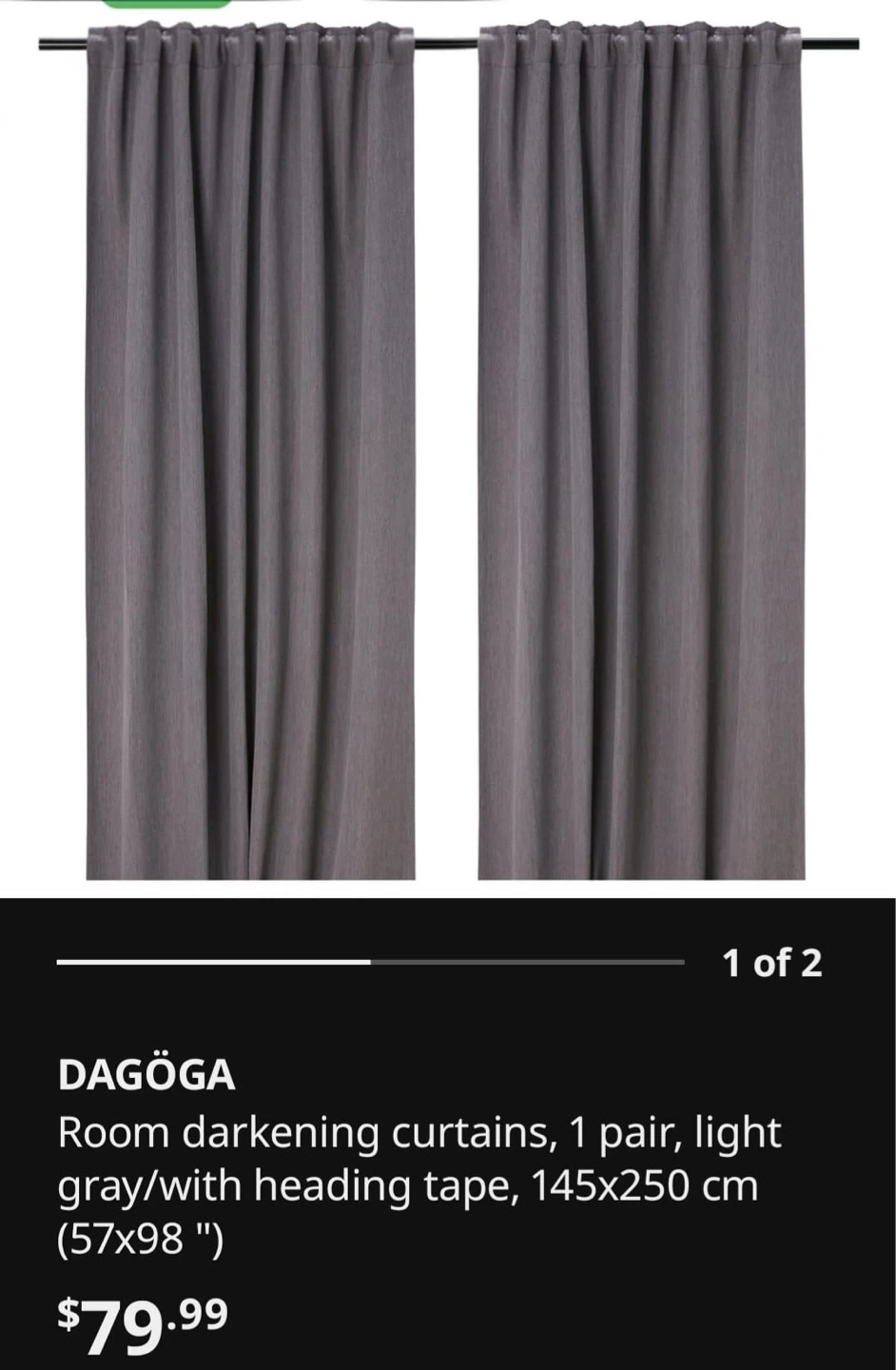 IKEA DAGÖGA Room Darkening Curtains - photo 3