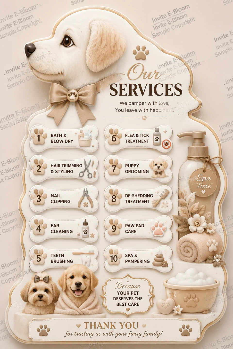 Pet Grooming E-Card | Grand Opening | Service List - photo 2