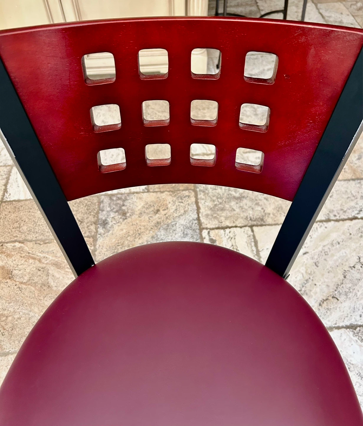 4 Red and Black Bar Stools with Padded Seat - photo 2