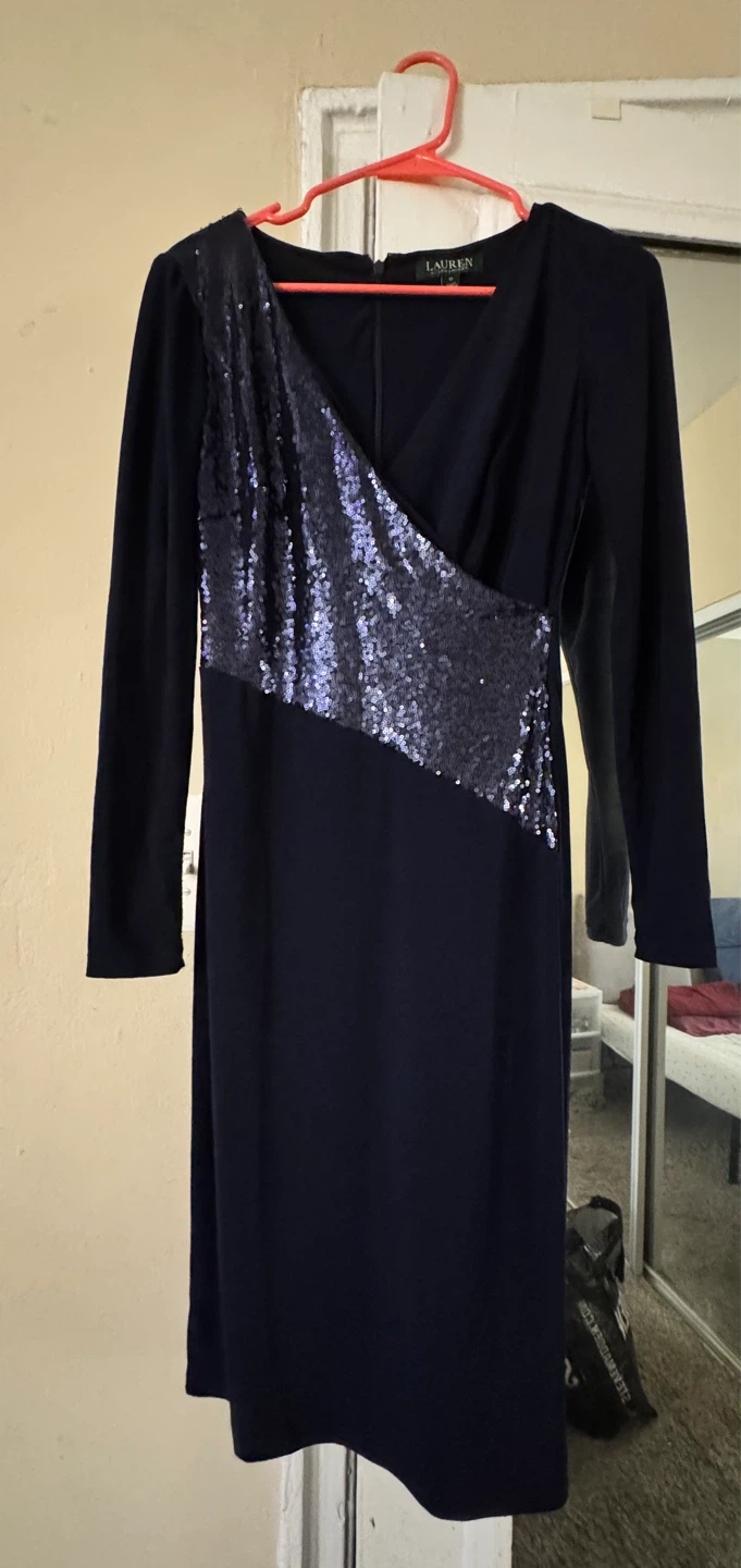 Lauren Ralph Lauren Sequin Sheath Dress Navy Blue - photo 2