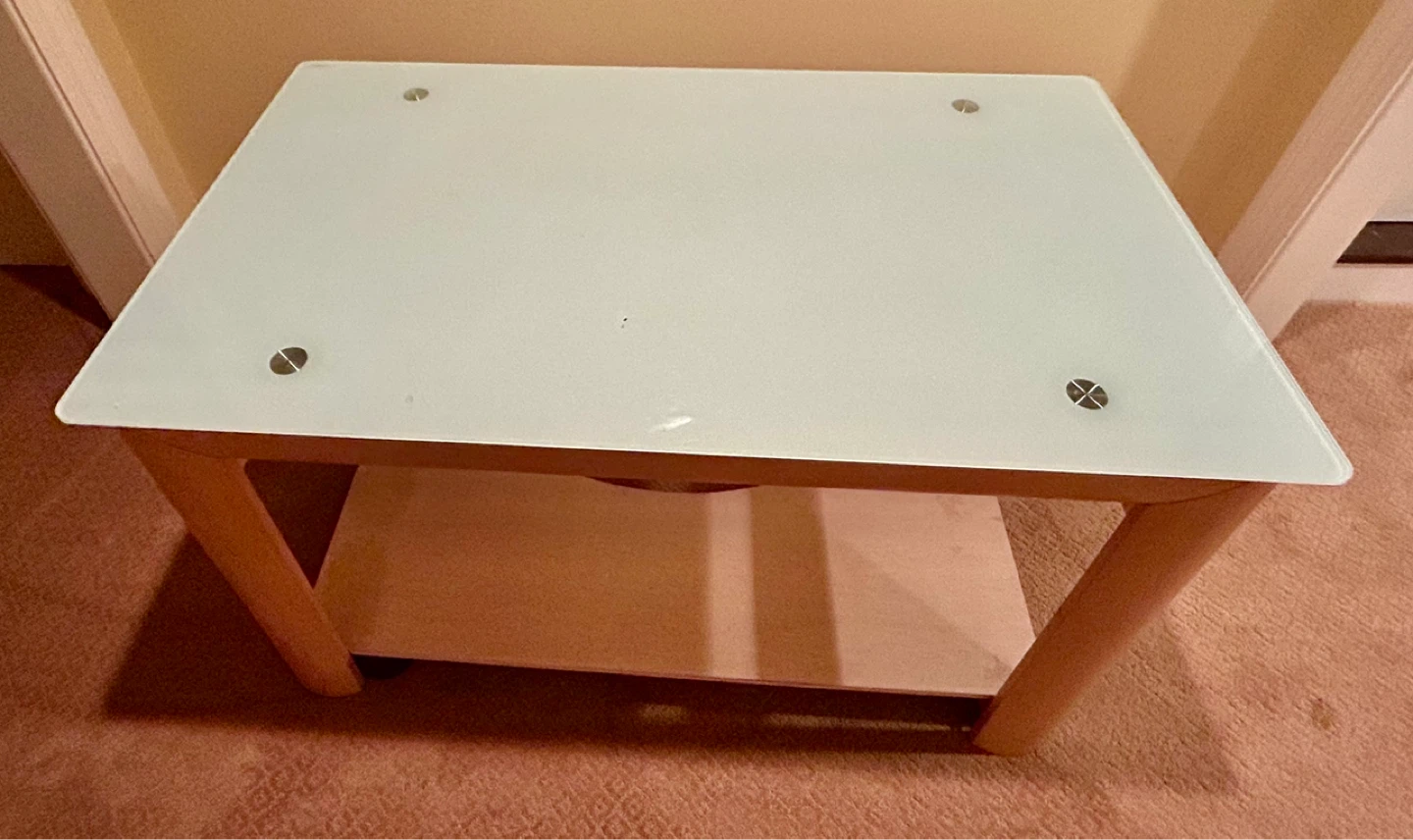 Glass Top Side Table with Wood Legs - photo 3