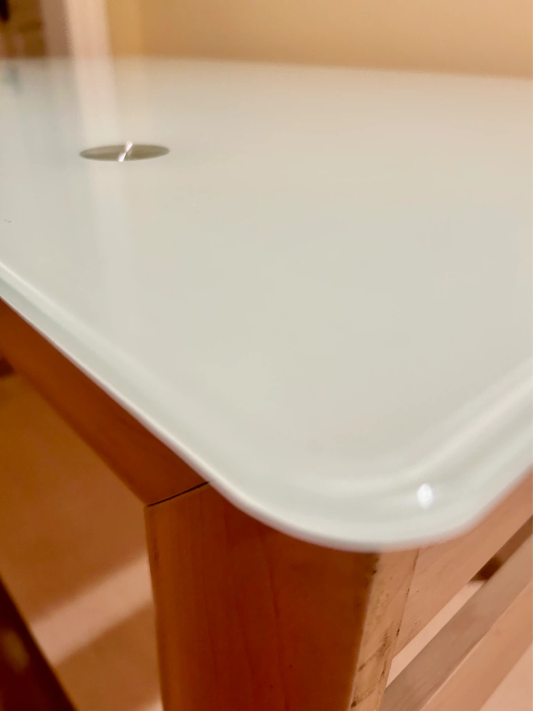 Glass Top Side Table with Wood Legs - photo 4