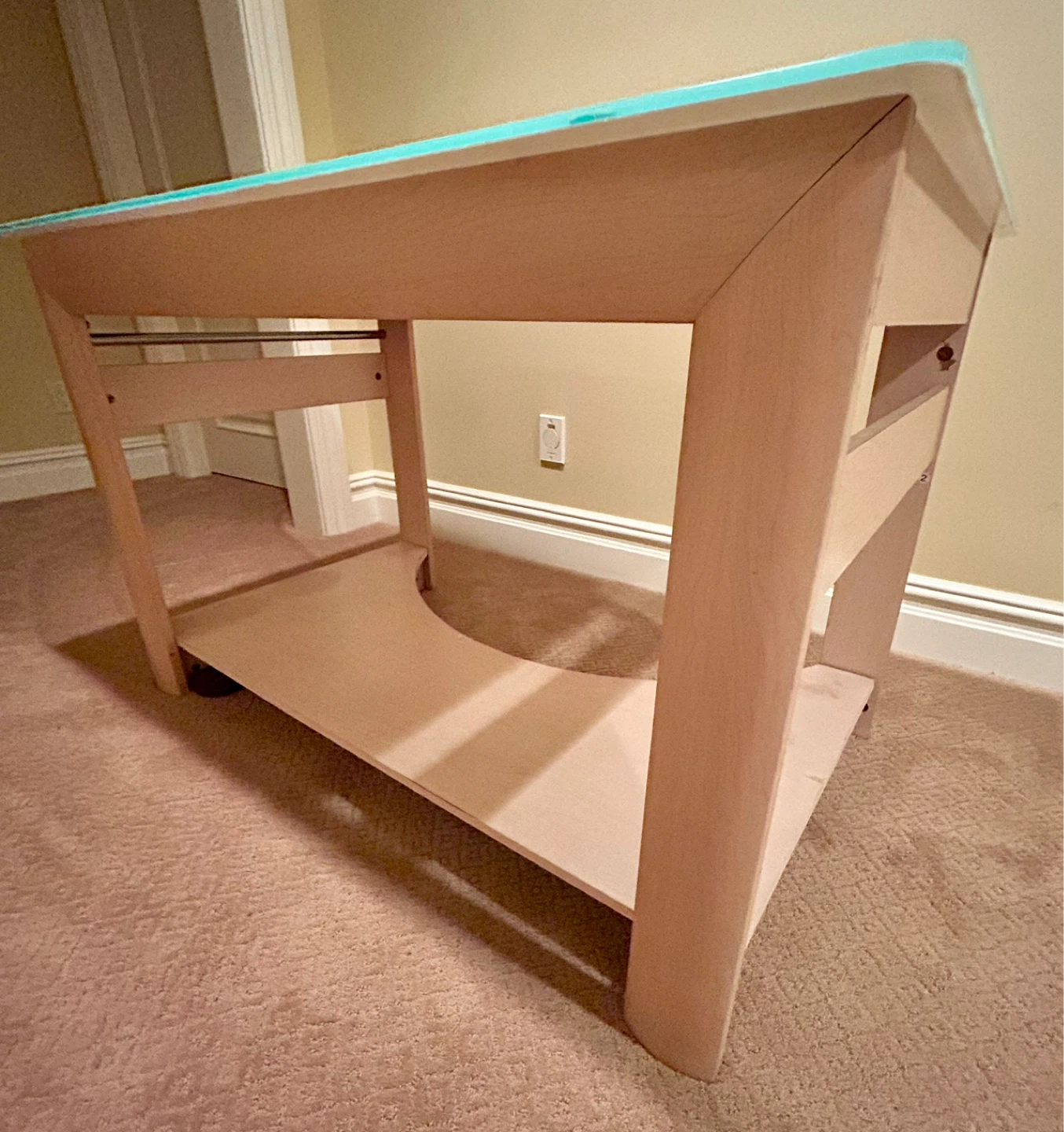 Glass Top Side Table with Wood Legs