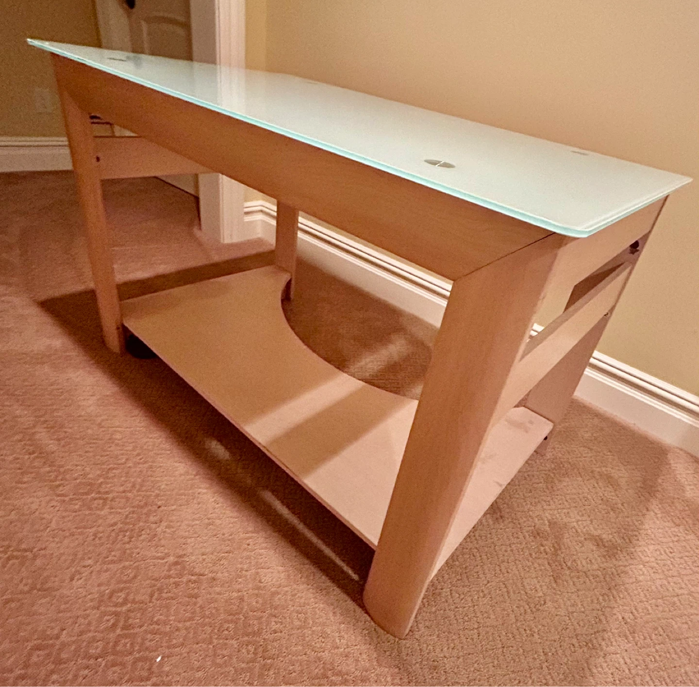 Glass Top Side Table with Wood Legs - photo 2