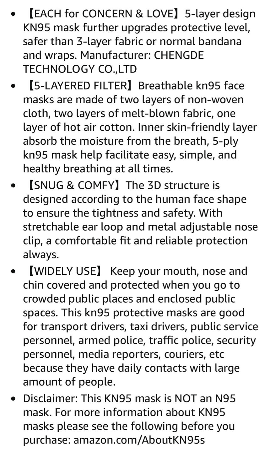 KN95 Foldable Protective Face Masks – 20 Masks Per Box – new - photo 4