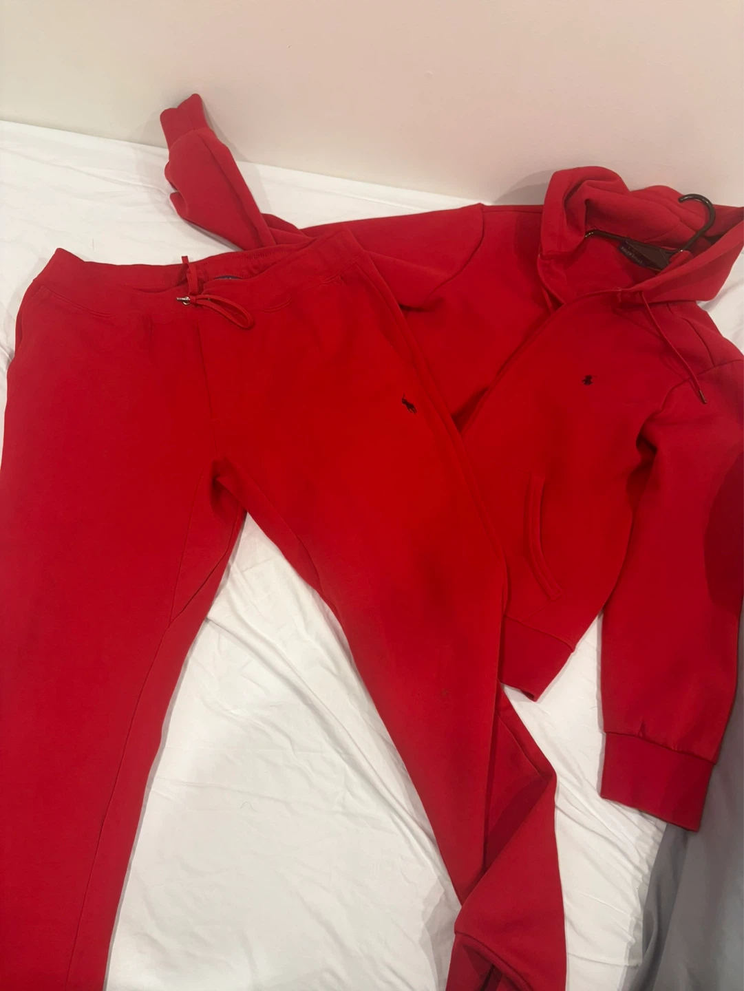 Polo Ralph Lauren Red Zip-Up Hoodie and Sweatpants Set Real
