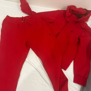 Polo Ralph Lauren Red Zip-Up Hoodie and Sweatpants Set Real