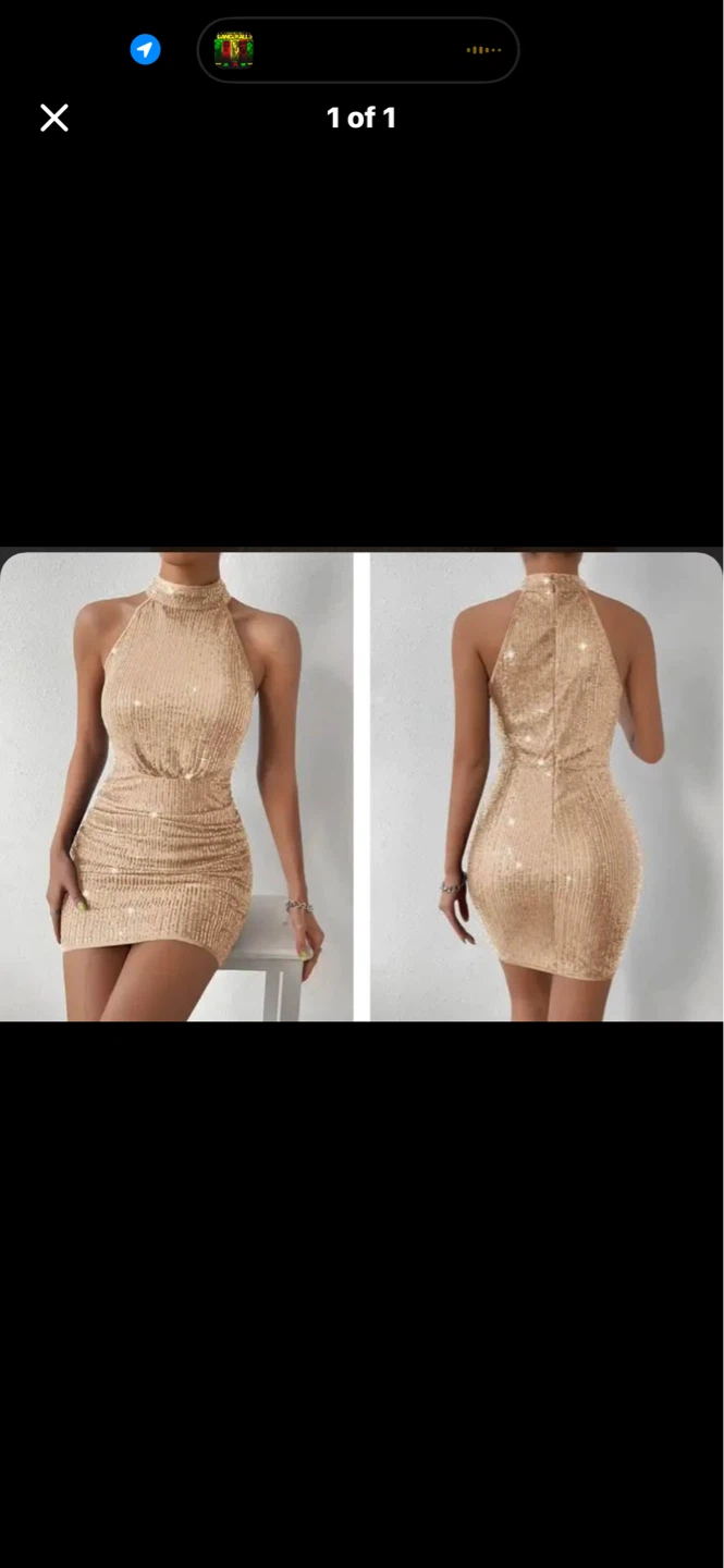 Sequin Halterneck Mini Dress. Size medium