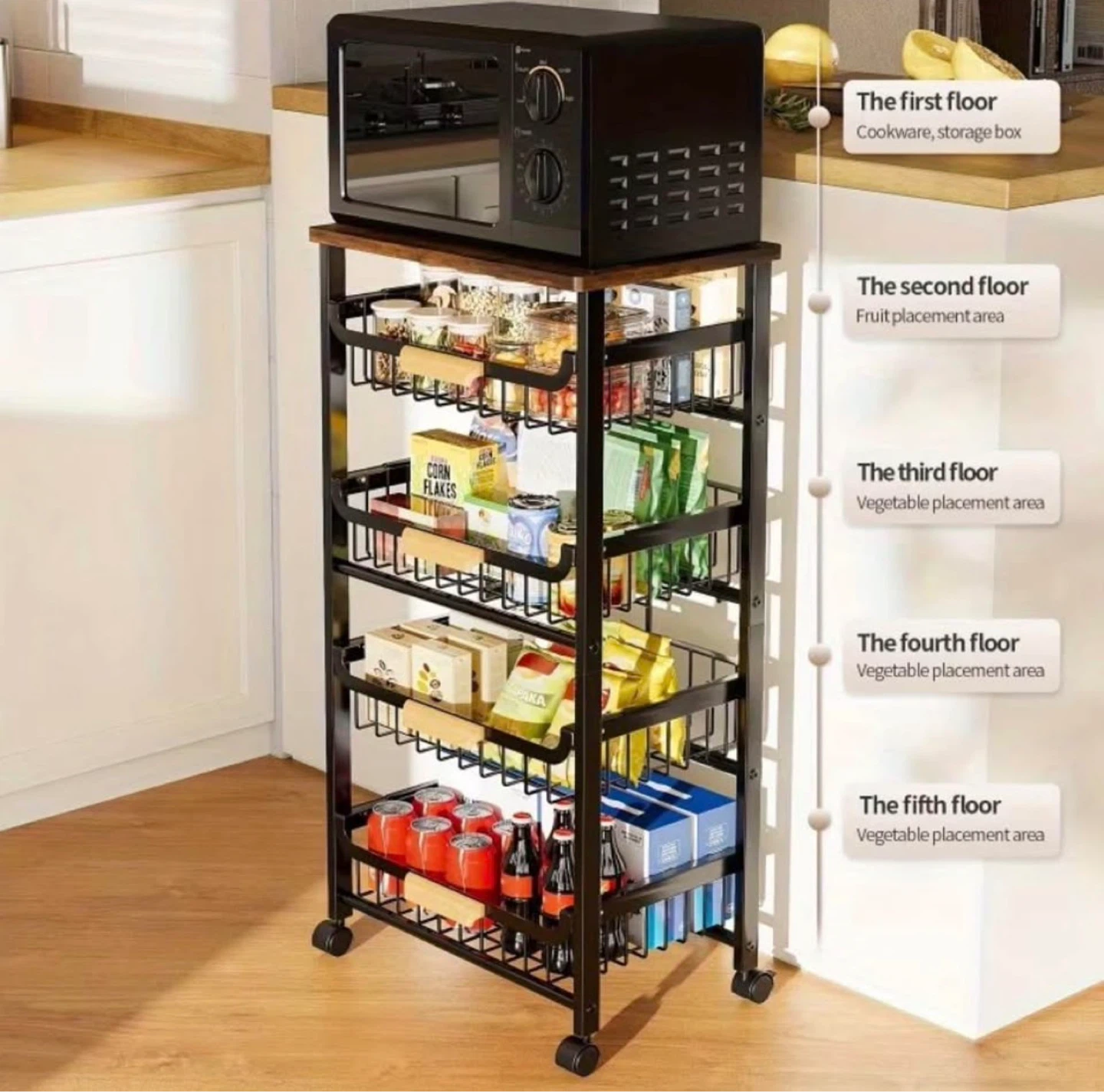 5-Tier Kitchen Storage Cart with Wheels (BRAND NEW IN BOX) - photo 2