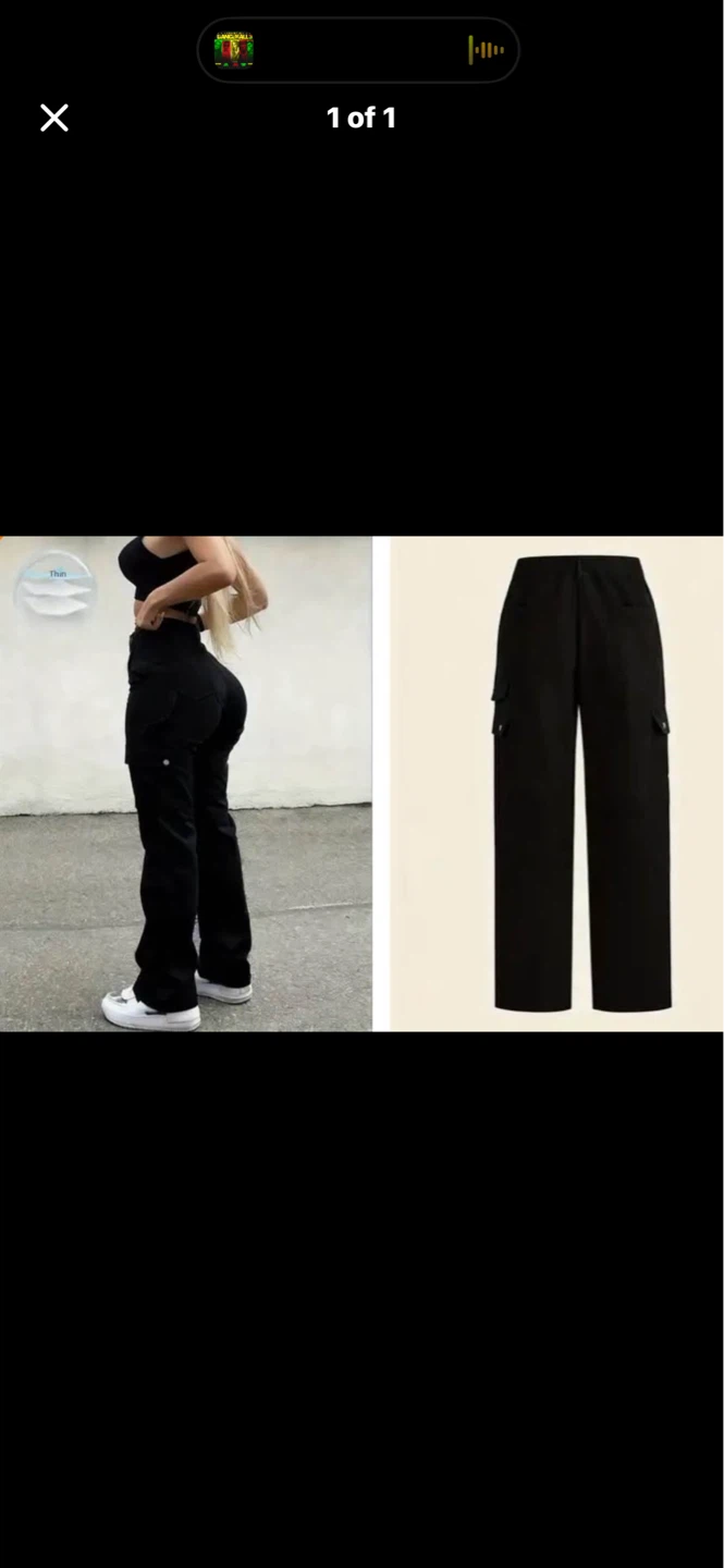 Women’s Black Cargo Pants. Size large