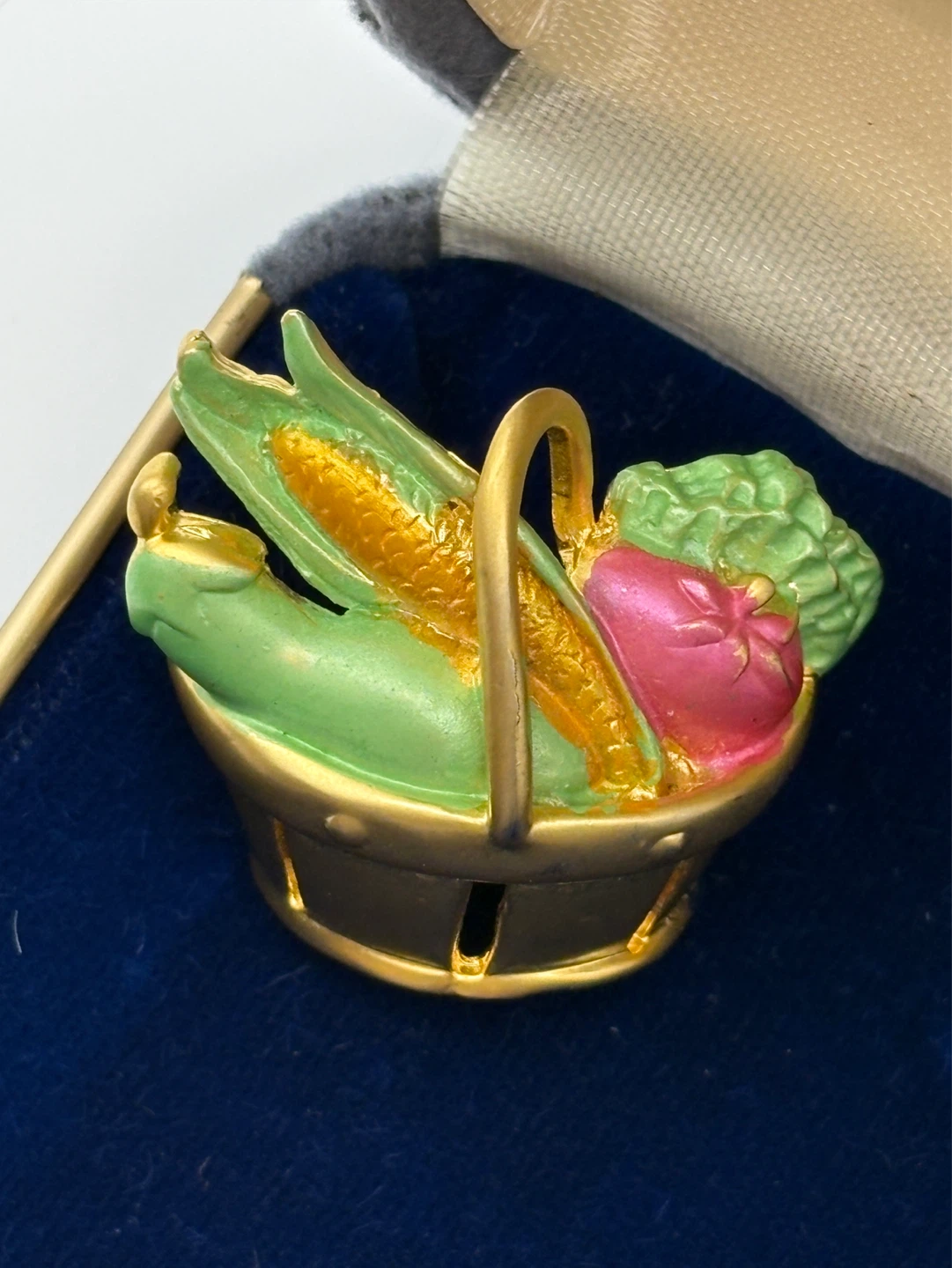 Vintage Vegetable Basket Brooch