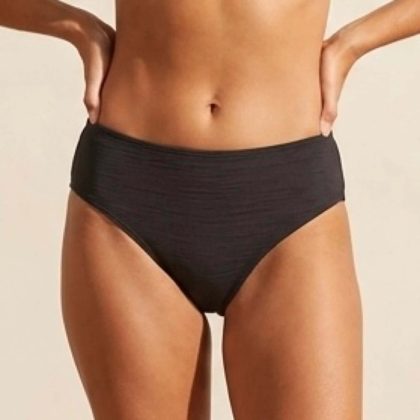 It Figures Black Textured Bikini Bottoms High Waist Size 14
