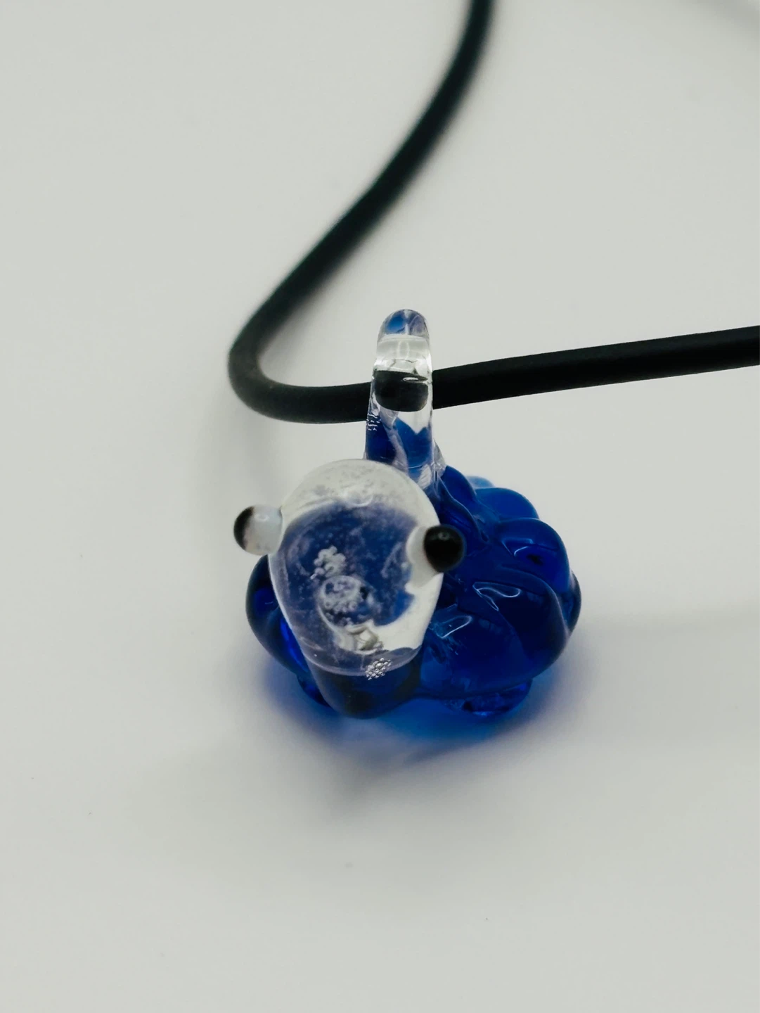 Vintage Blue Art Glass Turtle Pendant Necklace - photo 2