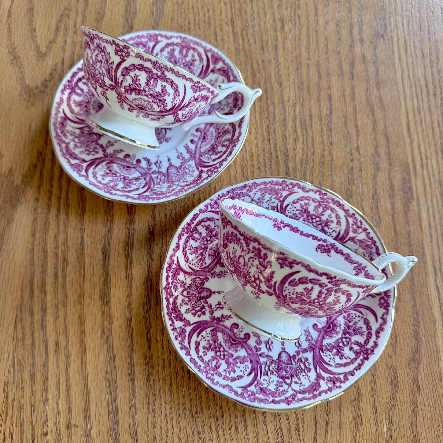 Coalport pink widemouth teacups