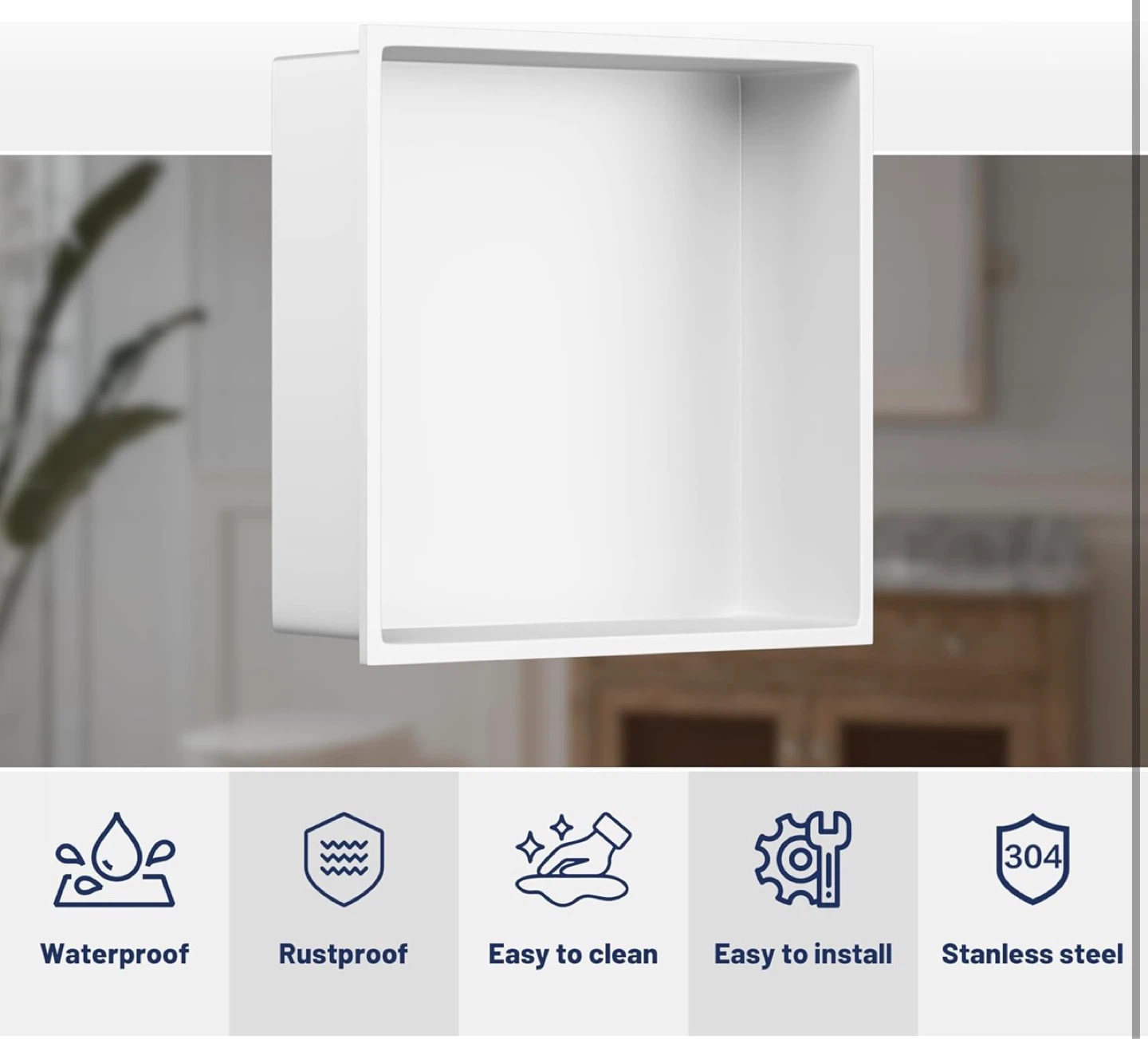 In-Wall Shower Niche Shelf White 12X12 - photo 4