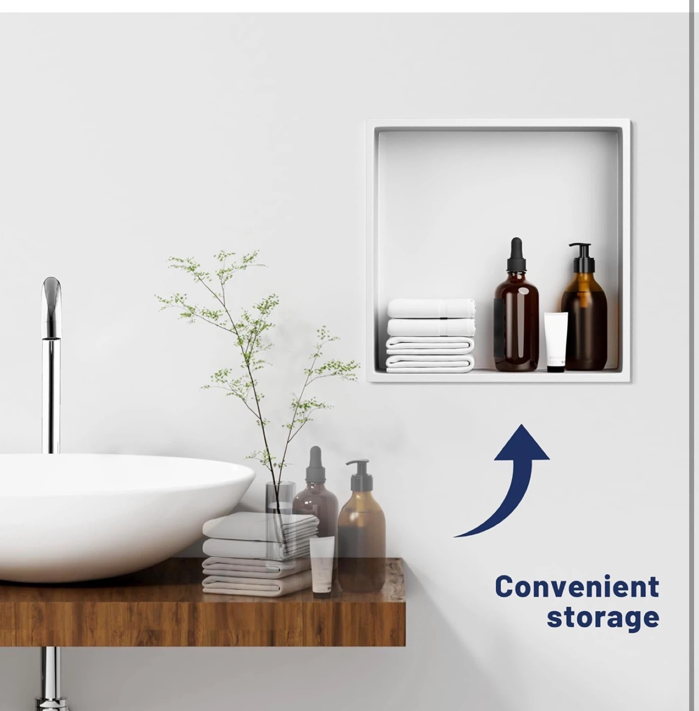 In-Wall Shower Niche Shelf White 12X12 - photo 5