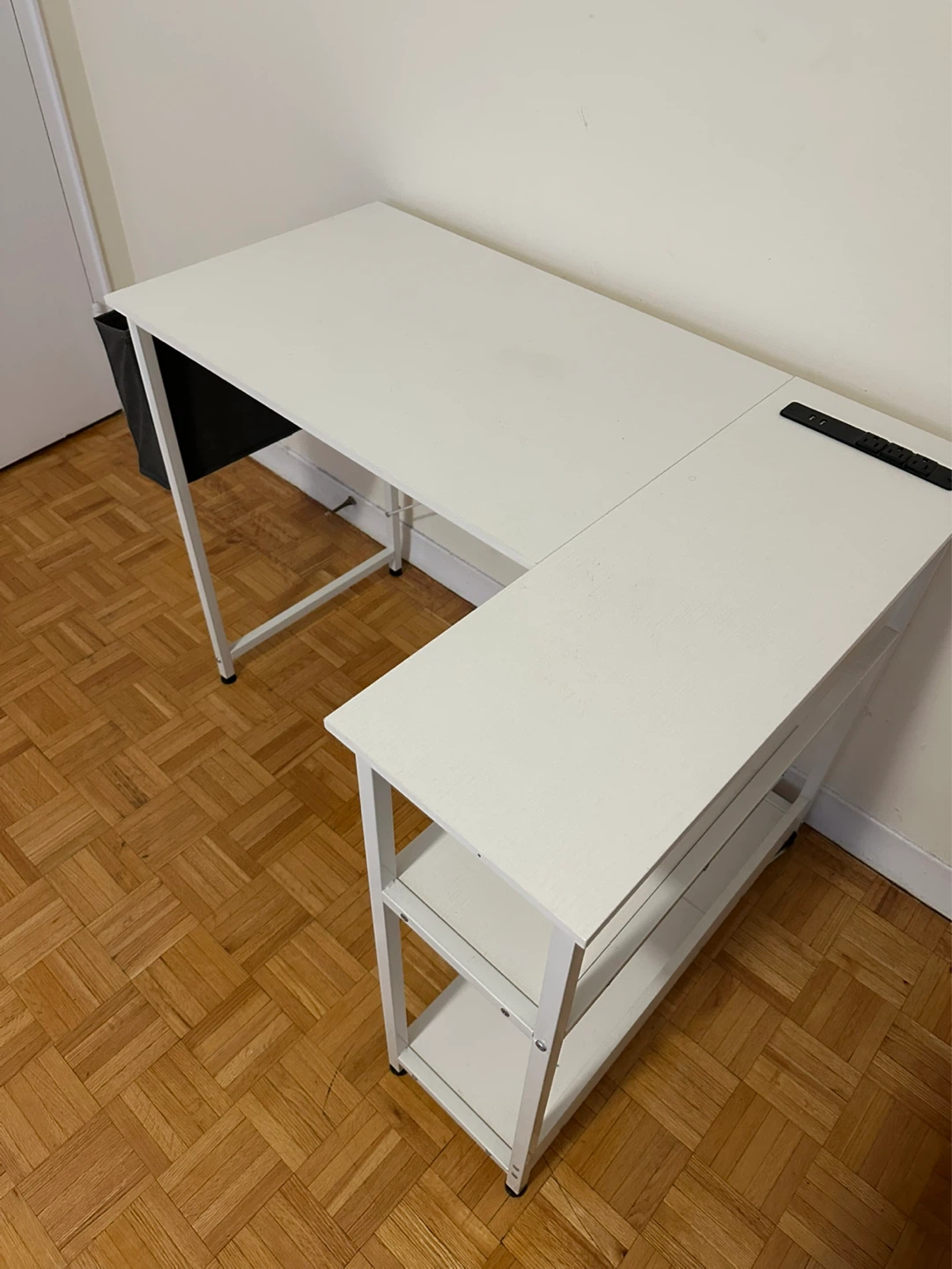 L-Shaped Home Office Desk with Shelves – White | Great Condition - photo 2