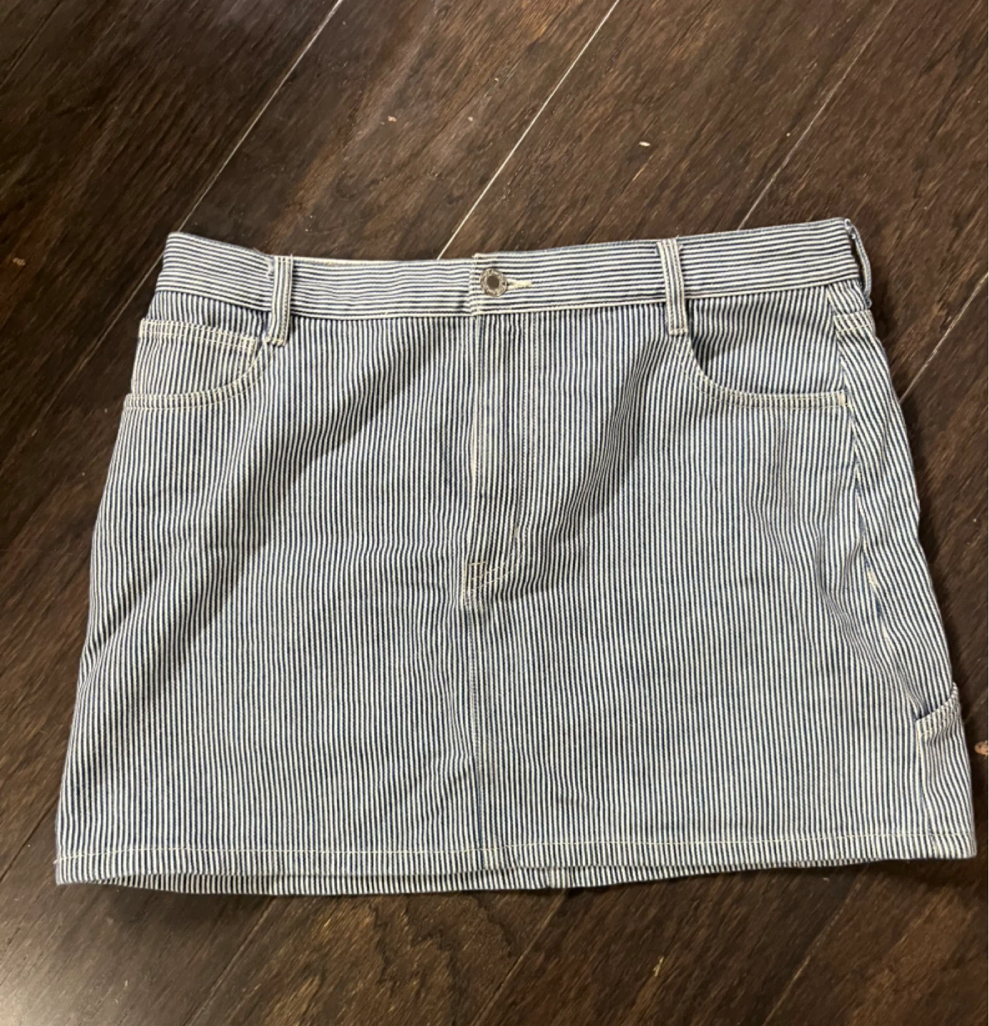 Frank And Oak Denim Striped Mini Skirt
