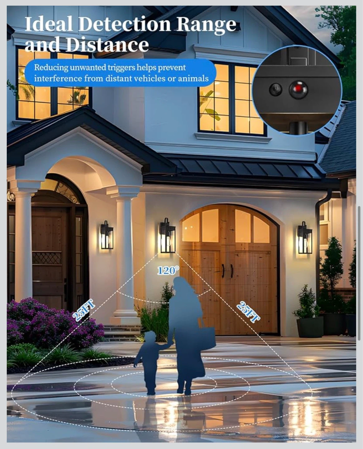 Large Solar Porch Lights Outdoor with Motion Sensors - Set of 2 - photo 5