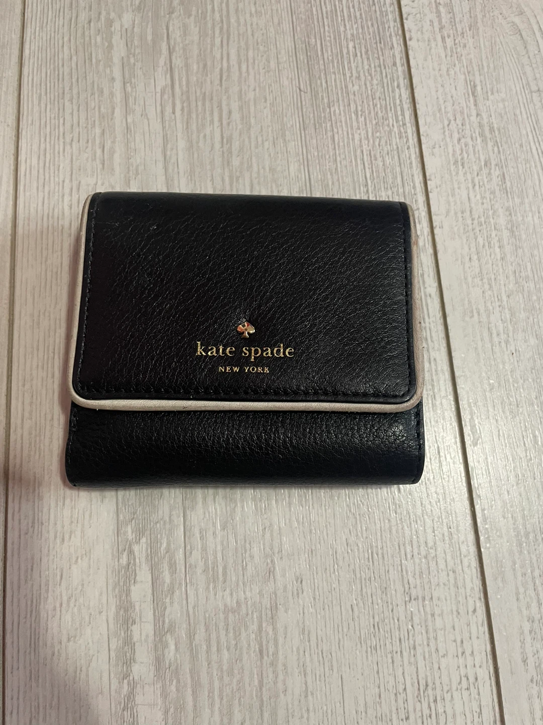Kate Spade Black Leather Tri-Fold Wallet