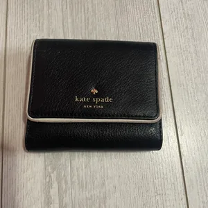 Kate Spade Black Leather Tri-Fold Wallet