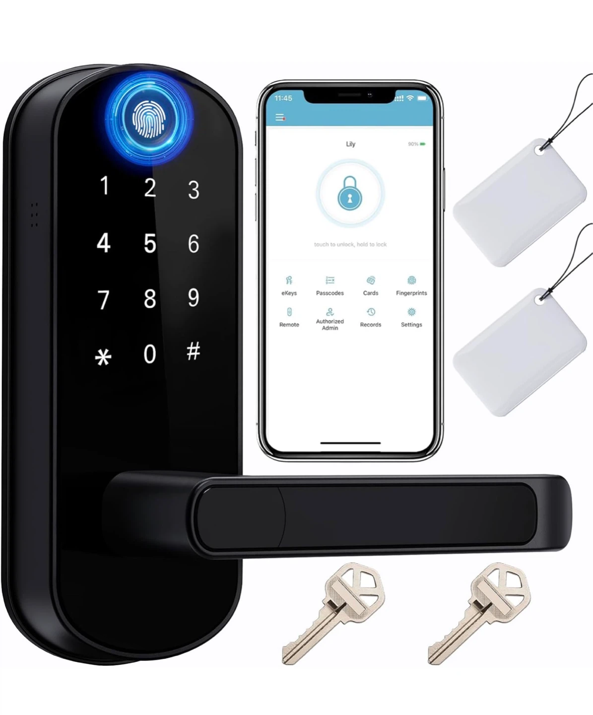 8-in-1 Wi-Fi Keyless Entry Door Lock with Fingerprint and Keypad