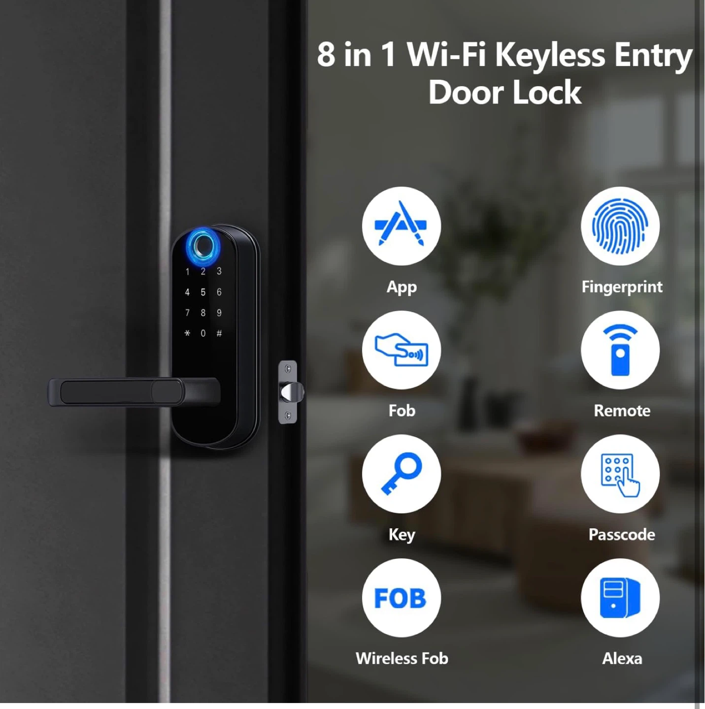 8-in-1 Wi-Fi Keyless Entry Door Lock with Fingerprint and Keypad - photo 3