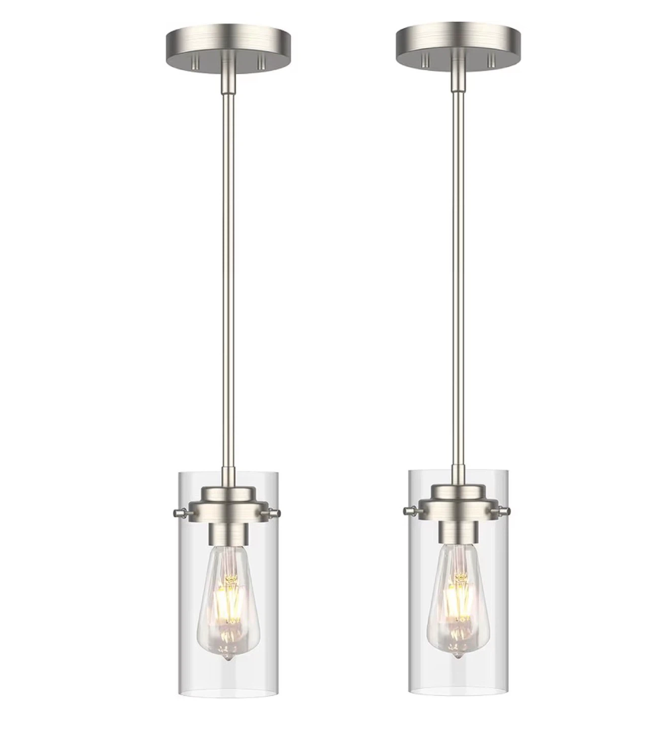 Pack of 2 Brushed Nickel Pendant Light Fixtures