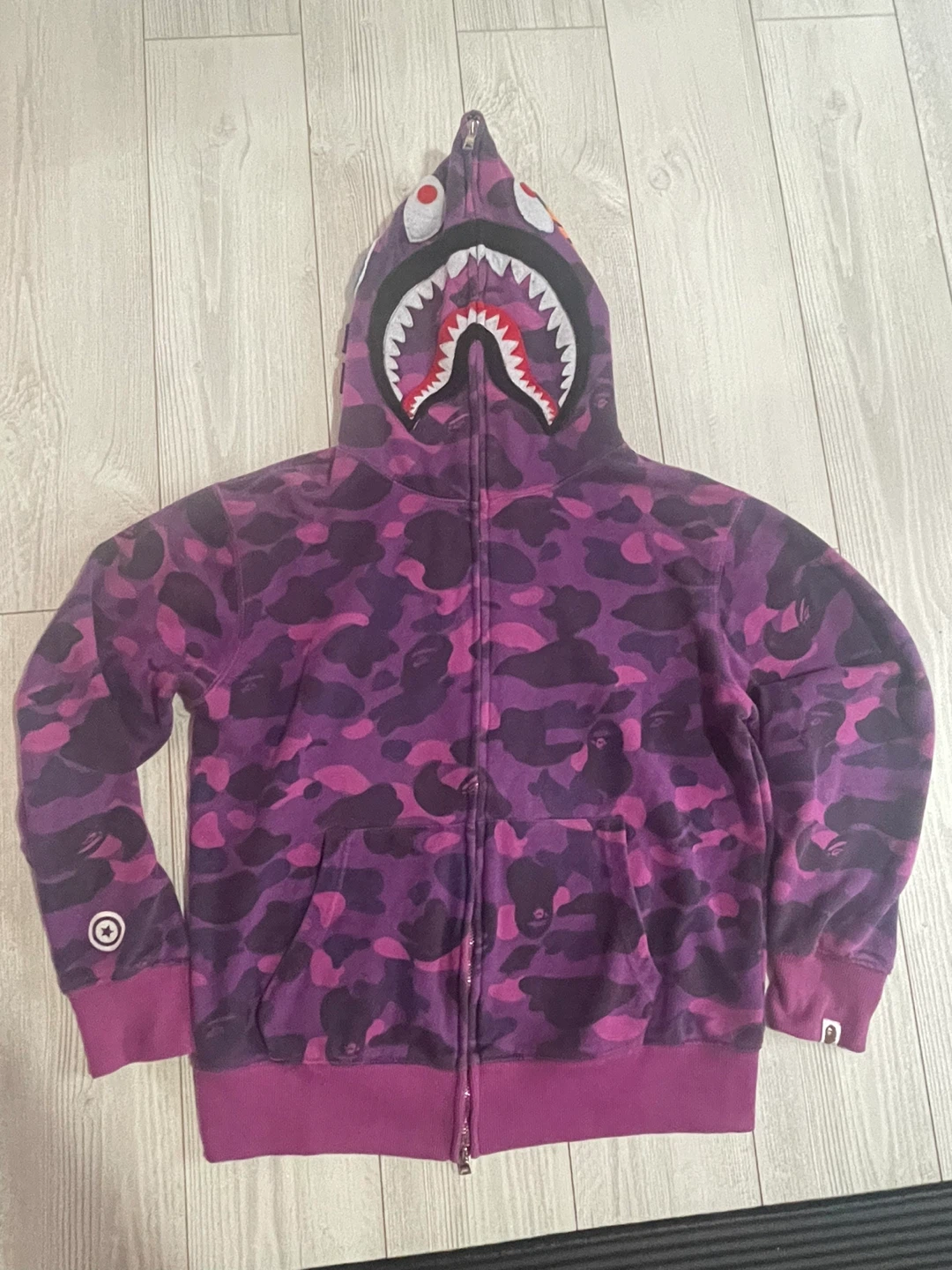 A Bathing Ape Purple Camo Shark Full Zip Hoodie