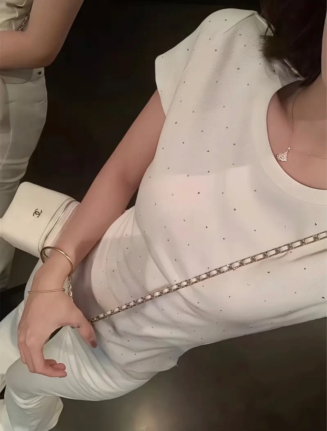 New White Rhinestone T-Shirt - photo 2