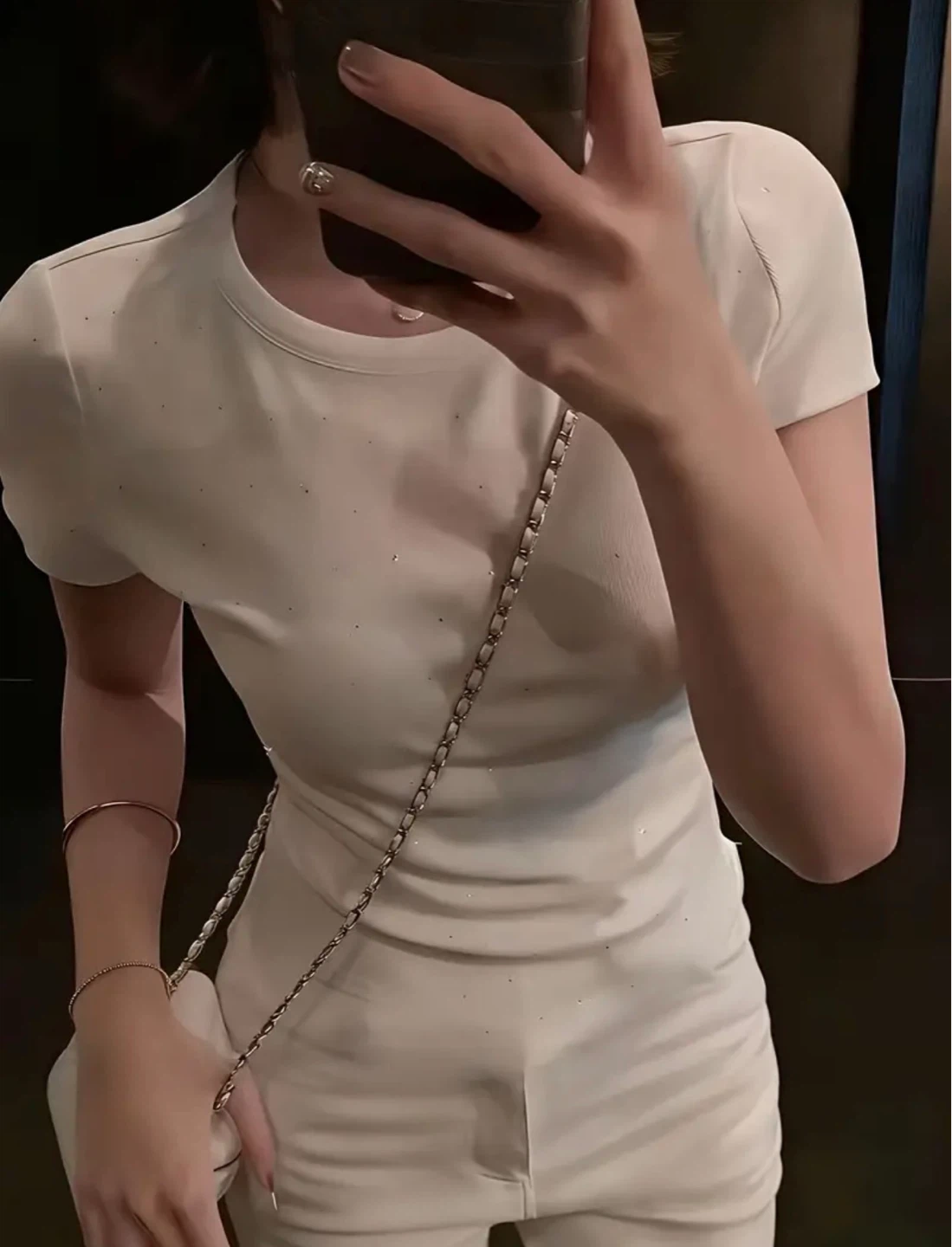New White Rhinestone T-Shirt - photo 3