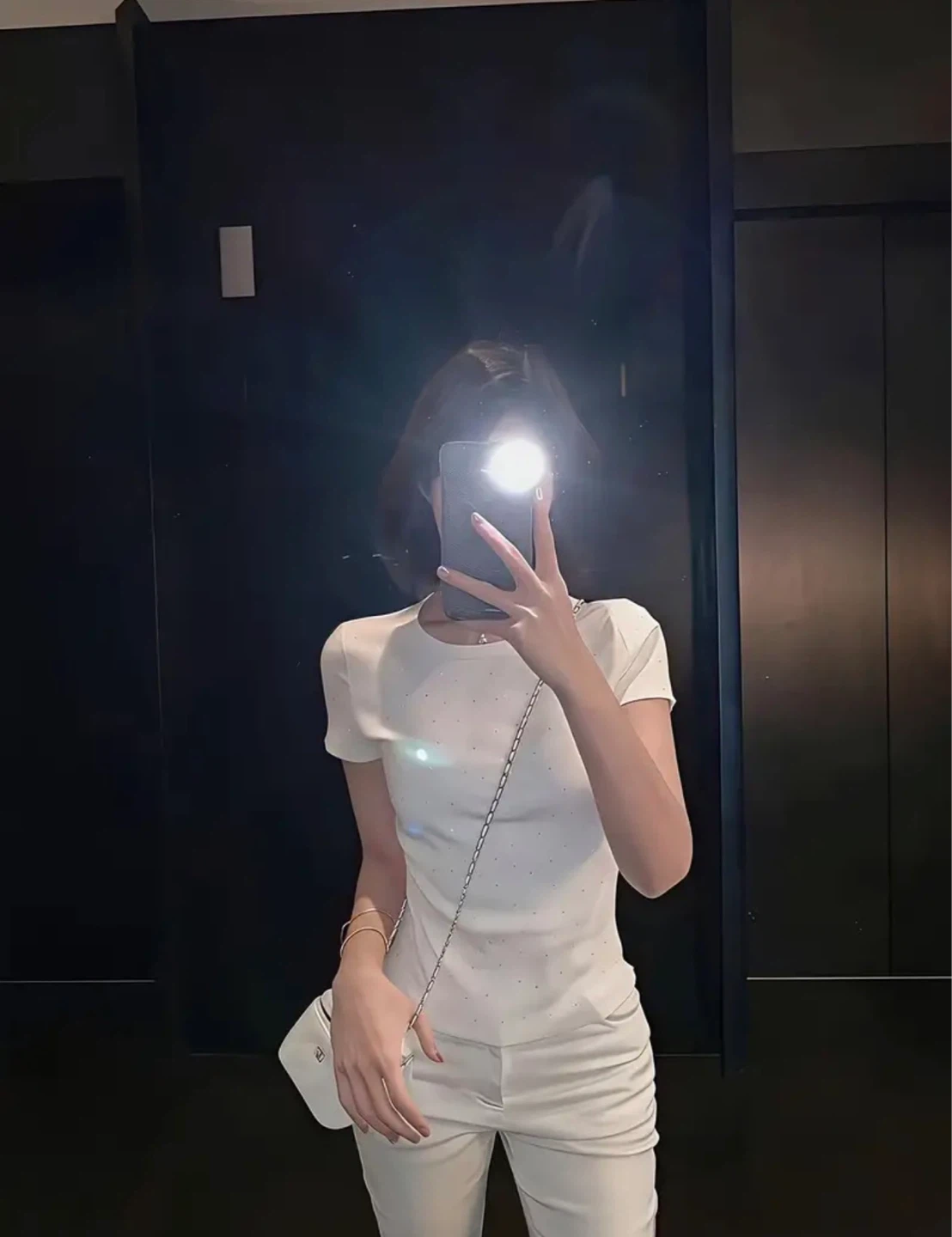 New White Rhinestone T-Shirt - photo 5