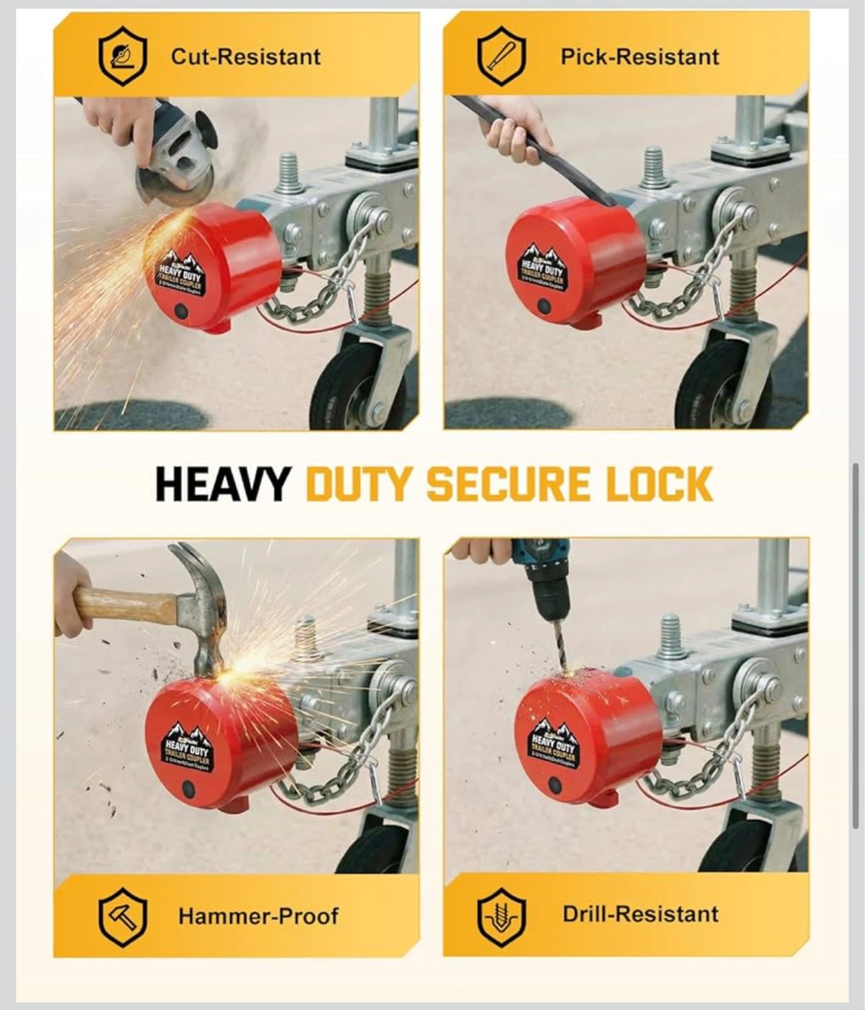RVSHARK Heavy Duty Trailer Coupler Lock - photo 4