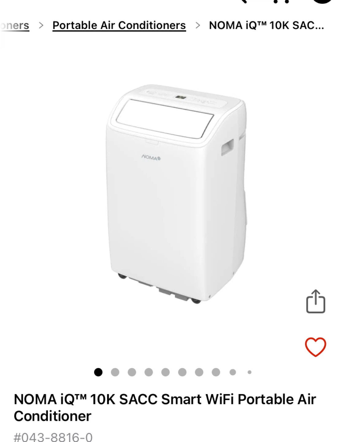 NOMA 10K Portable Air Conditioner with Remote and Hose - photo 4