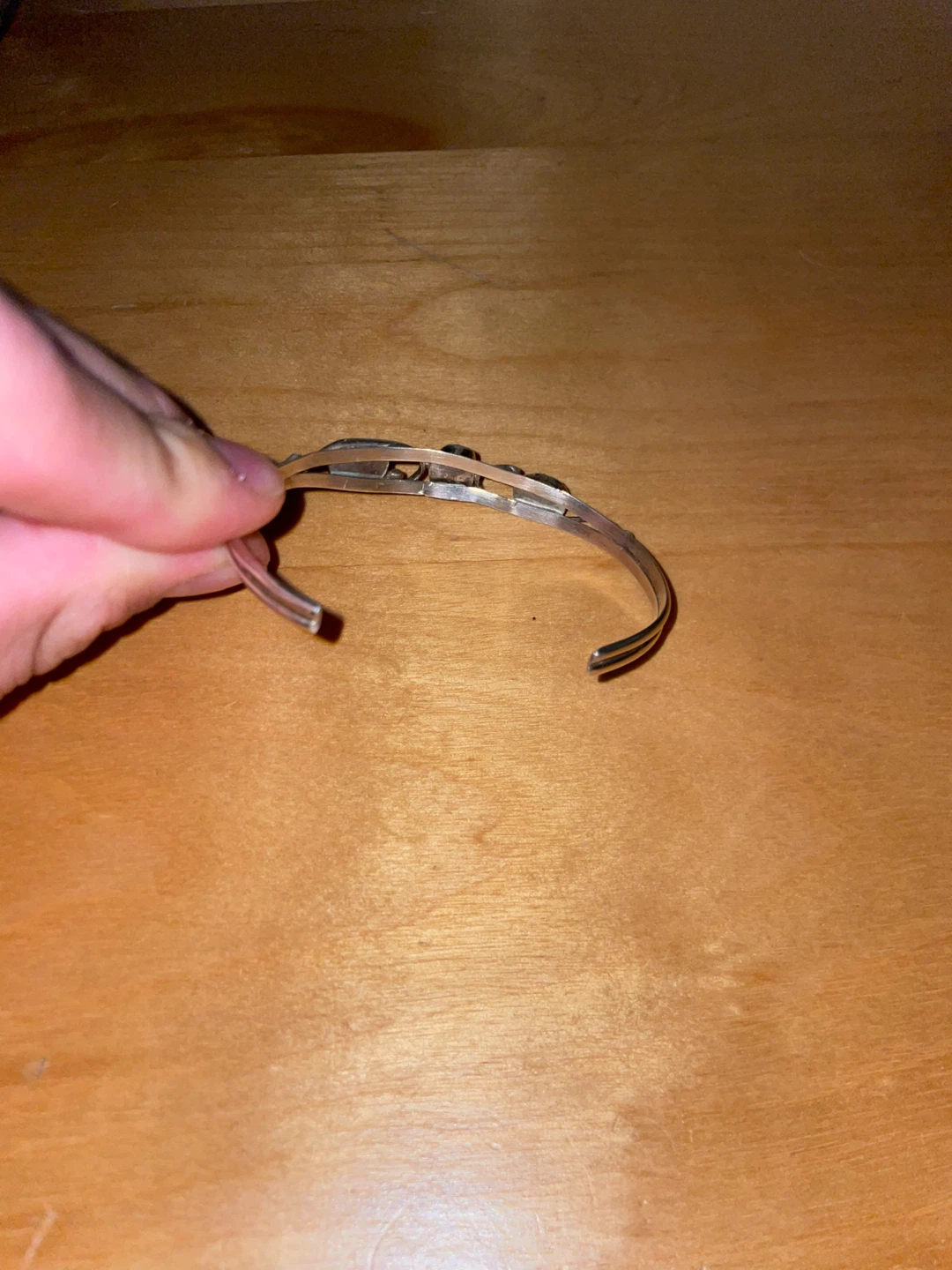 Sterling Silver Navajo Style 3-Stone Turquoise Cuff Bracelet - photo 4