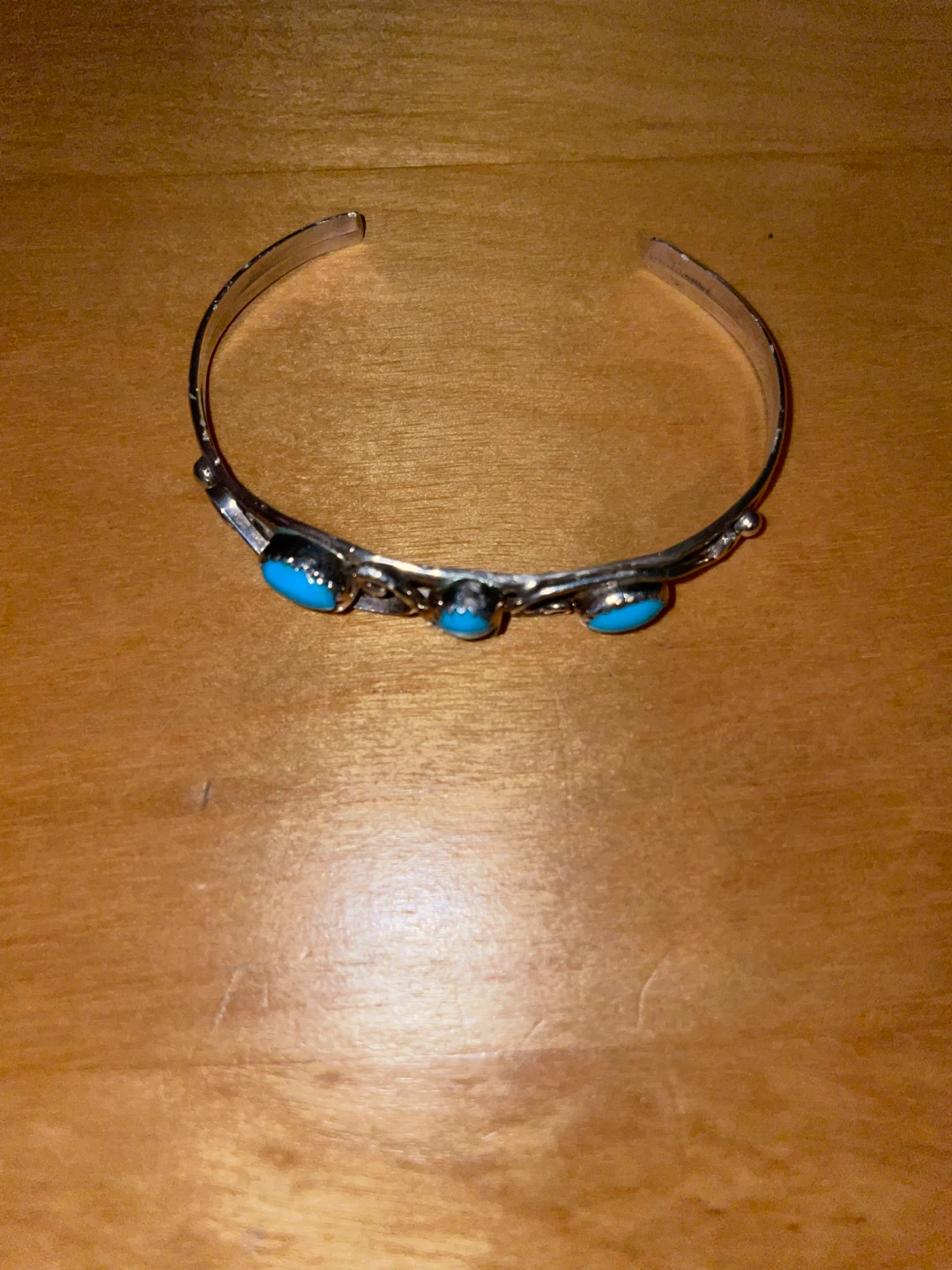 Sterling Silver Navajo Style 3-Stone Turquoise Cuff Bracelet