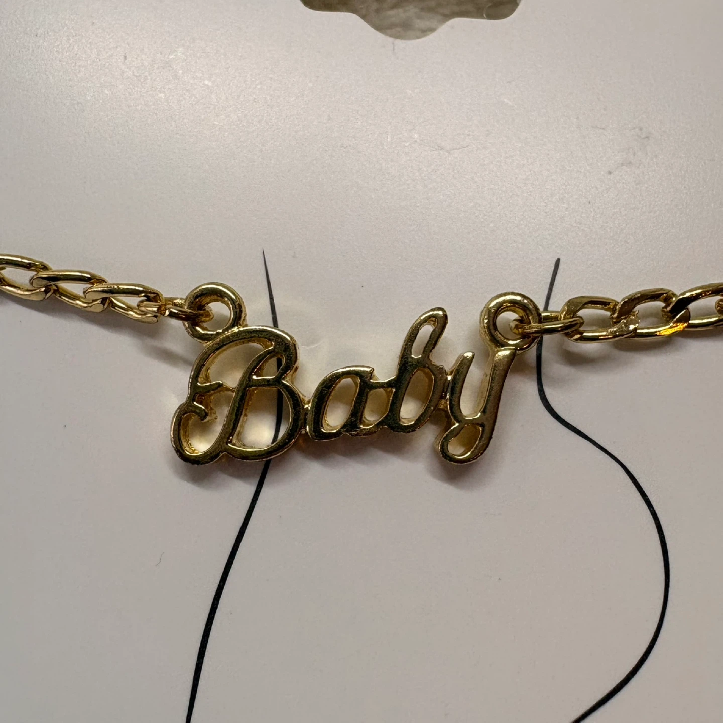 Gold Tone Baby Anklet Script Word Chain Bracelet Summer Jewelry - photo 3