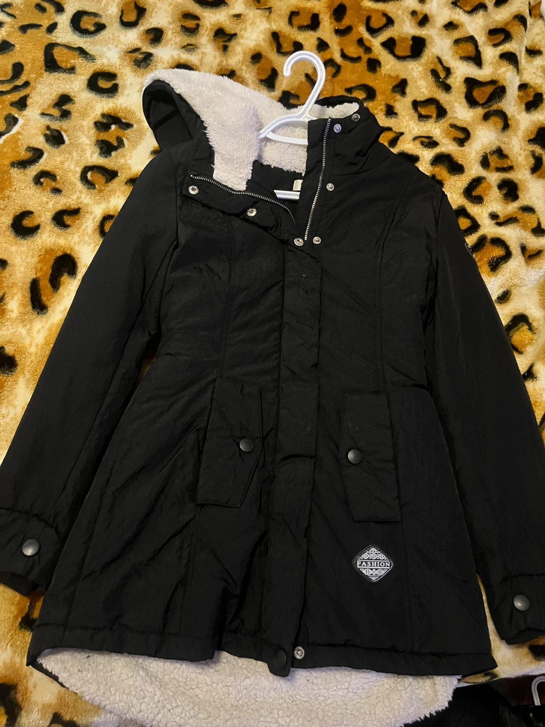 Black Sherpa Lined Hooded Jacket medium
