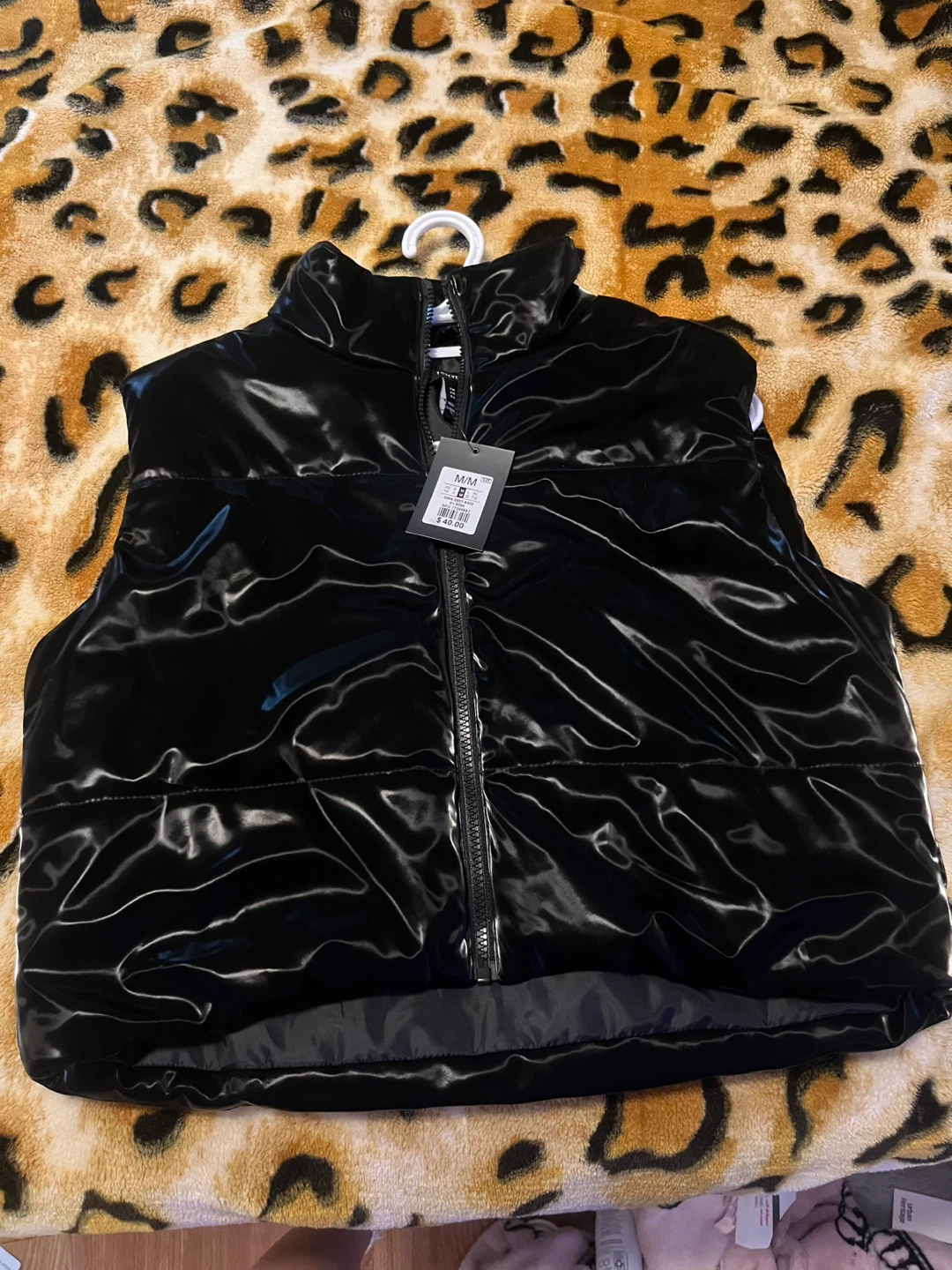 Black Shiny Puffer Vest